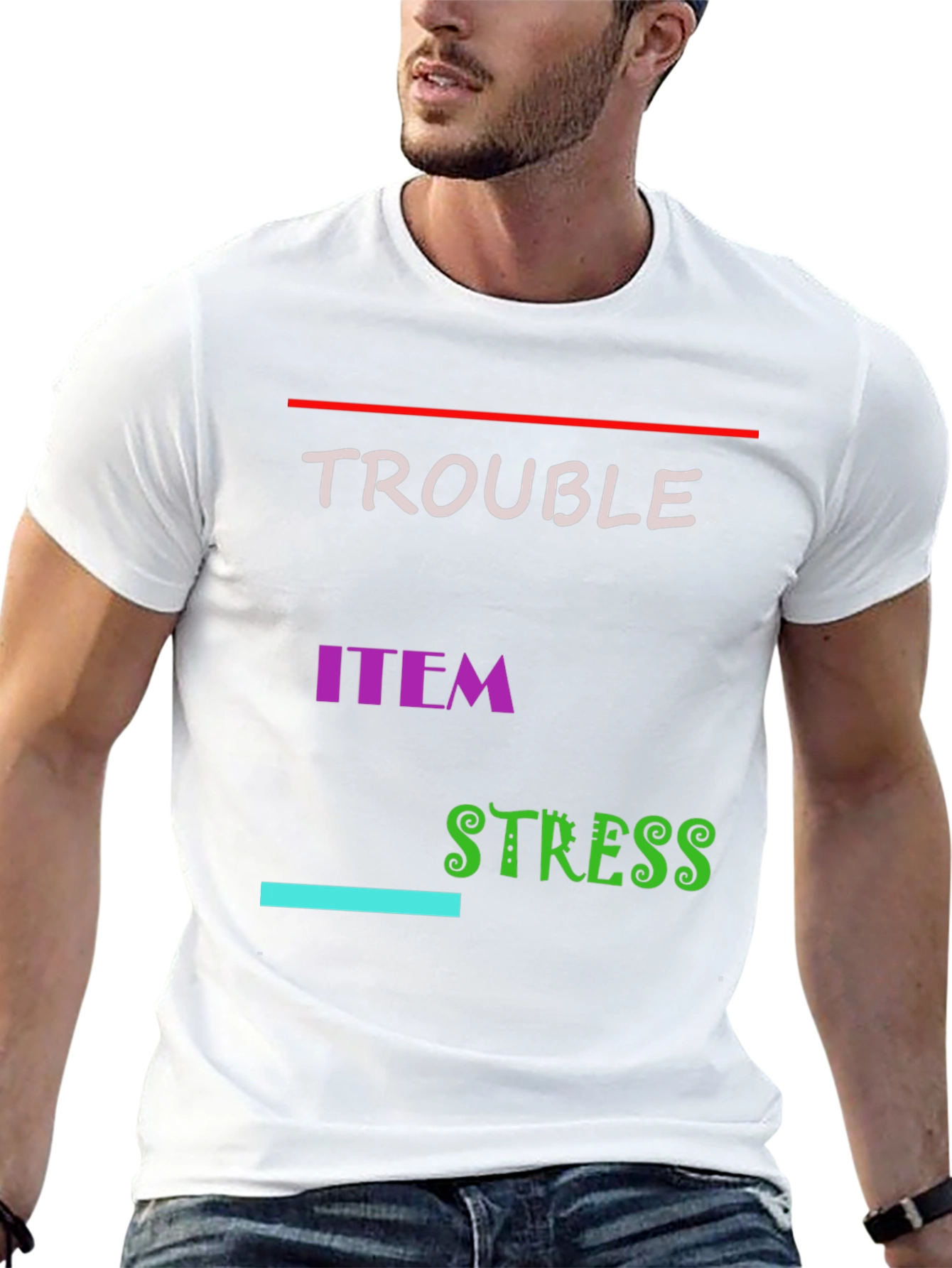 Trouble Item Stress Black Graphic T-Shirt