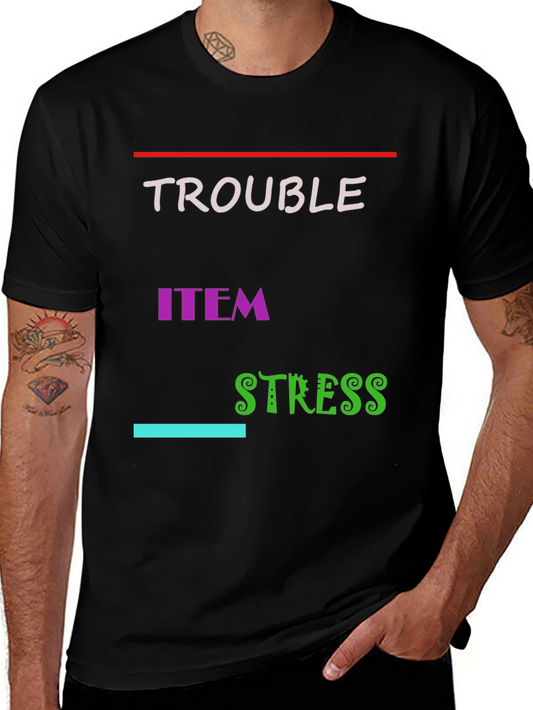 Trouble Item Stress Black Graphic T-Shirt