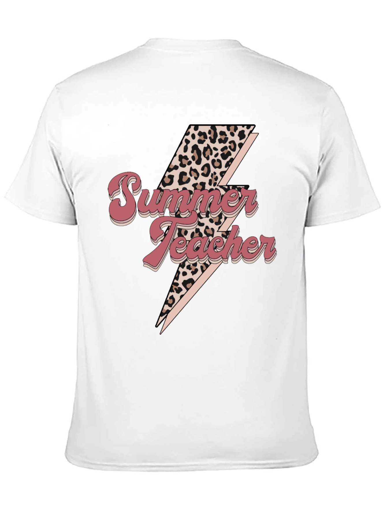Summer Teacher Leopard Bolt Tee