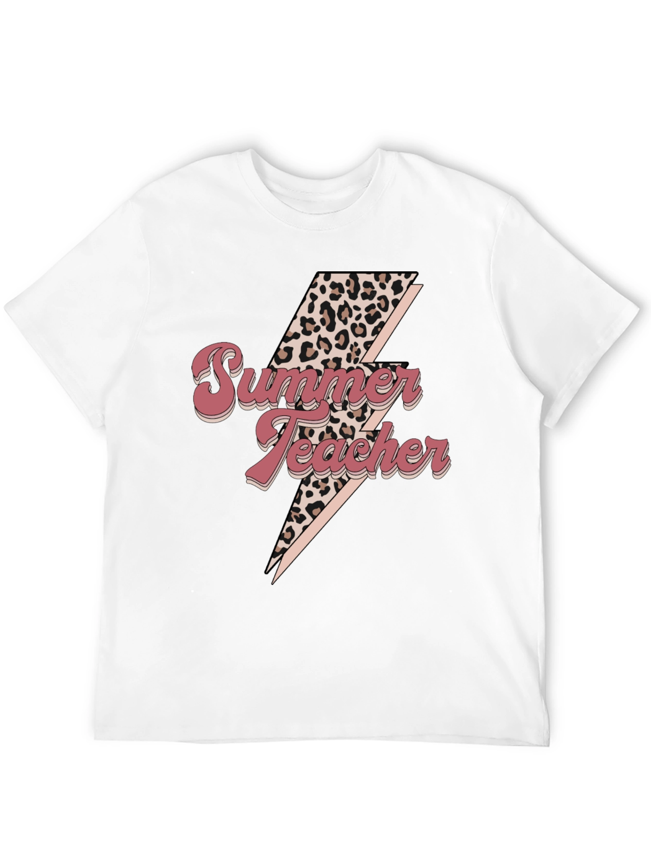 Summer Teacher Leopard Bolt Tee