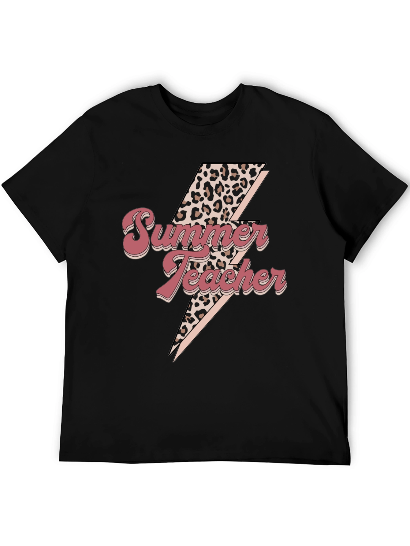 Summer Teacher Leopard Bolt Tee