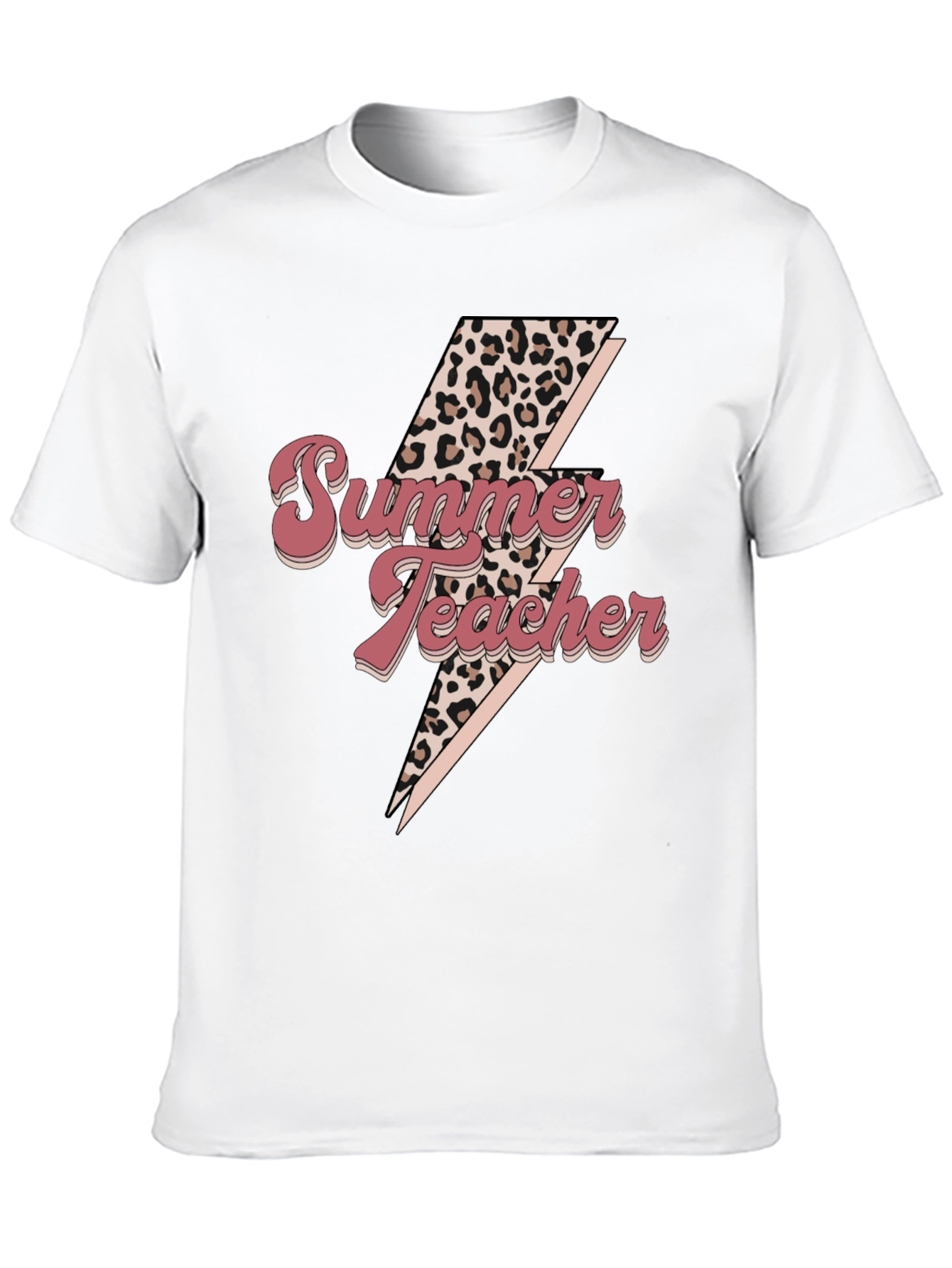Summer Teacher Leopard Bolt Tee