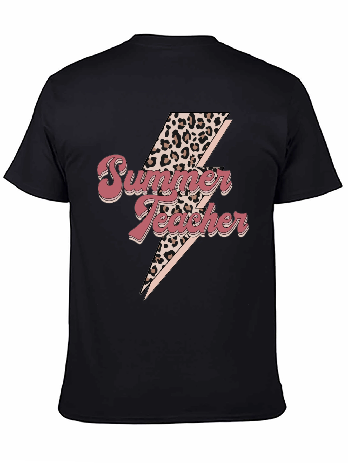 Summer Teacher Leopard Bolt Tee