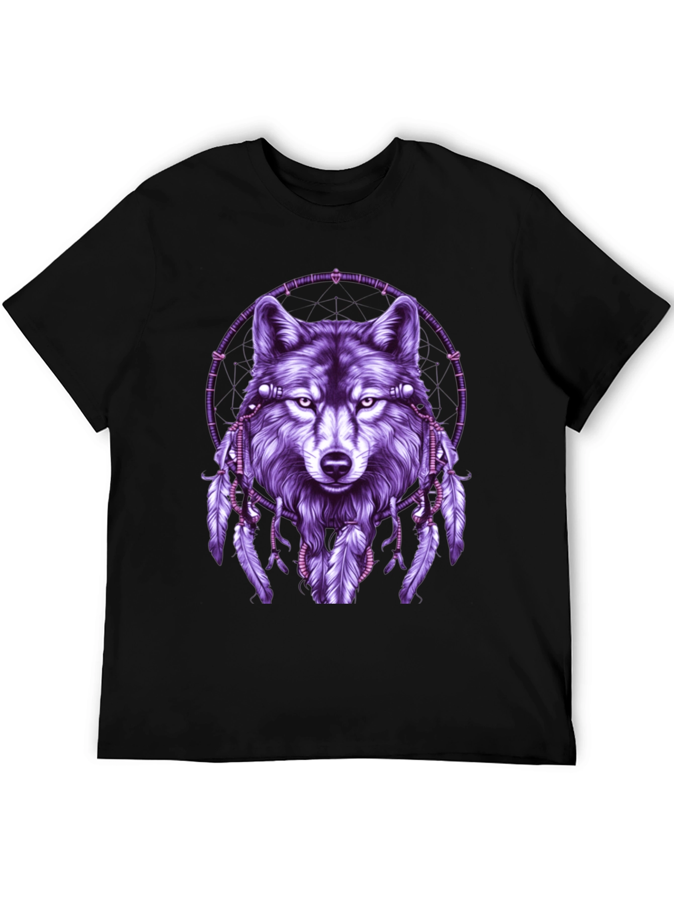 Wolf Dreamcatcher Graphic Tee - Black