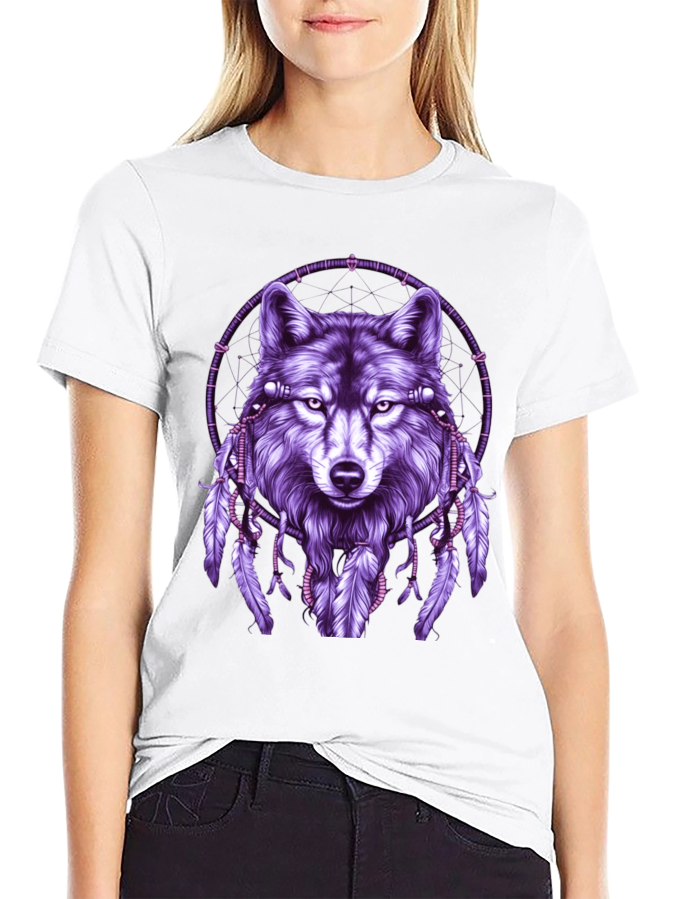 Wolf Dreamcatcher Graphic Tee - Black