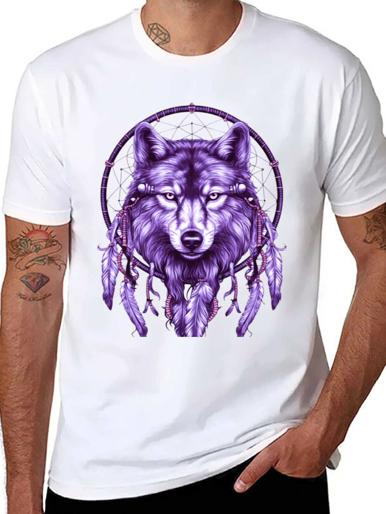 Wolf Dreamcatcher Graphic Tee - Black