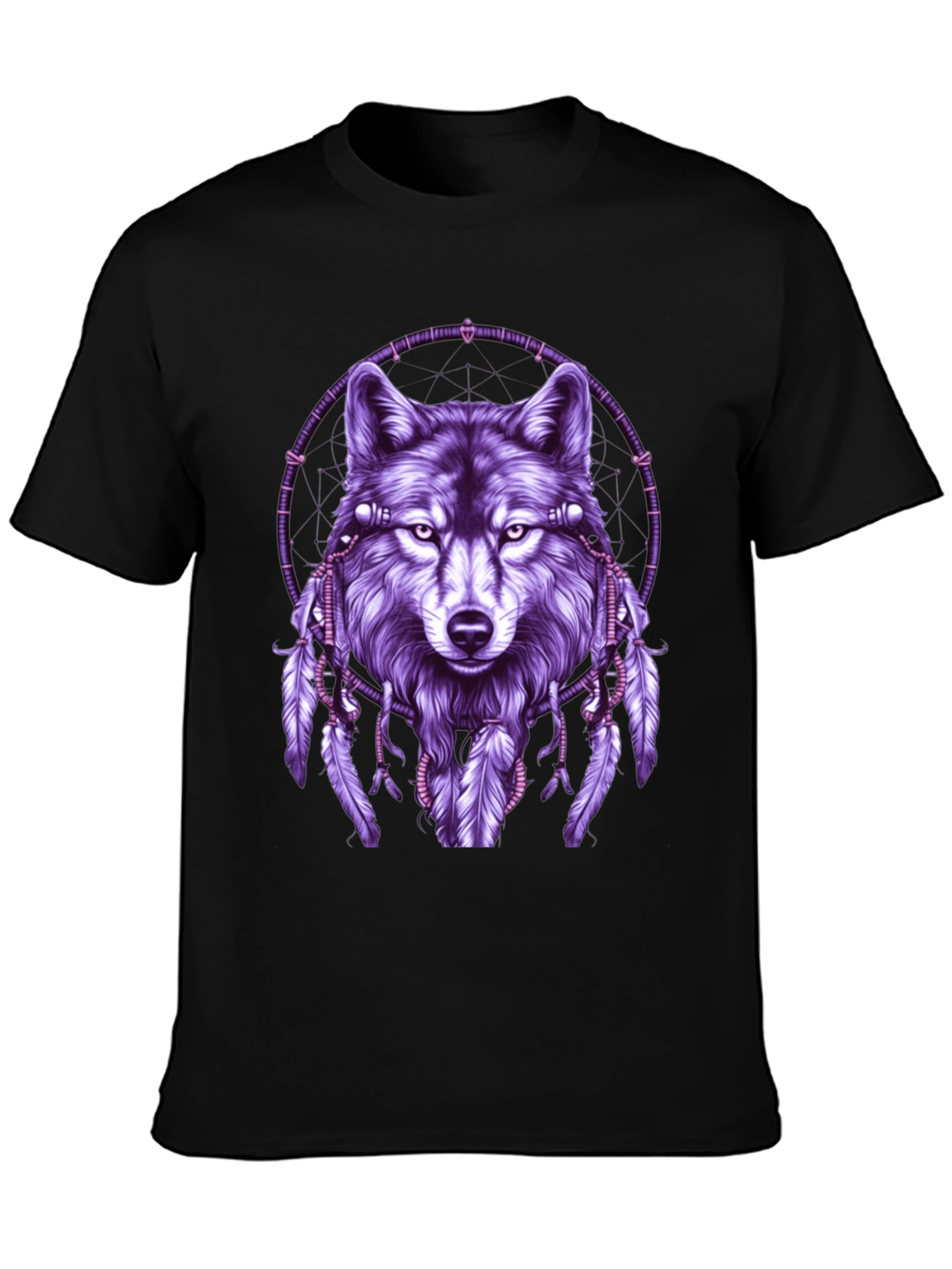 Wolf Dreamcatcher Graphic Tee - Black