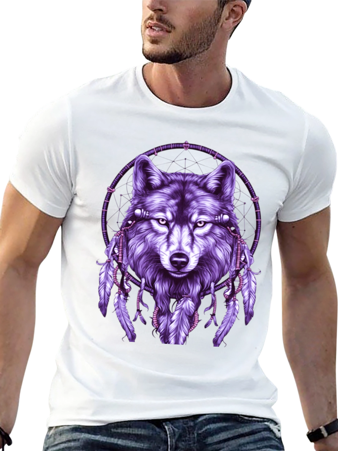 Wolf Dreamcatcher Graphic Tee - Black