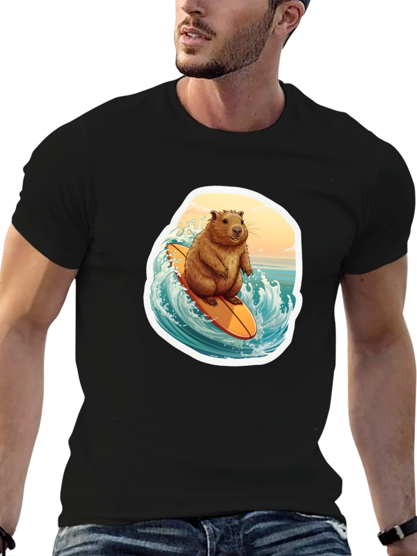 Surfing Beaver Graphic Tee