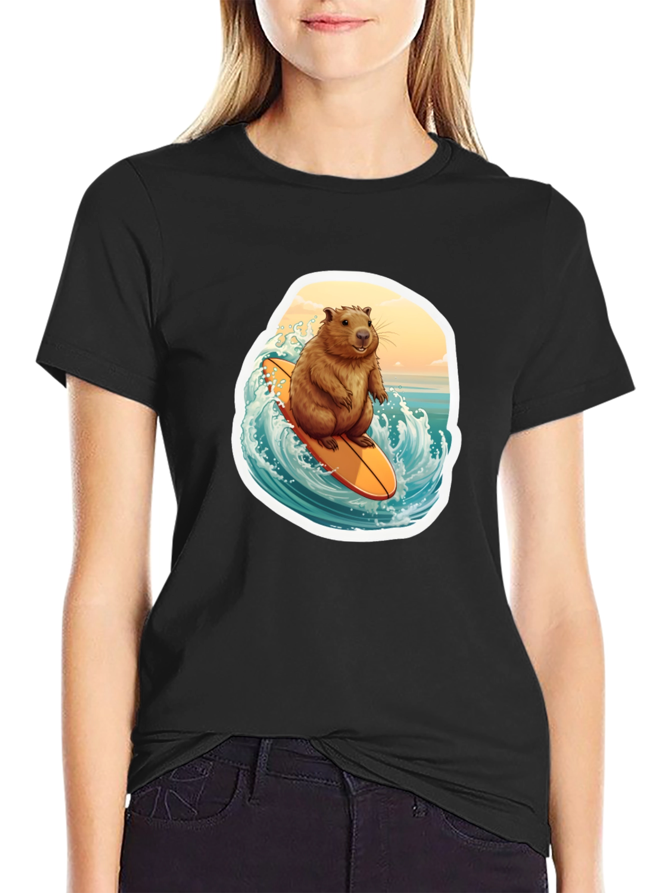 Surfing Beaver Graphic Tee