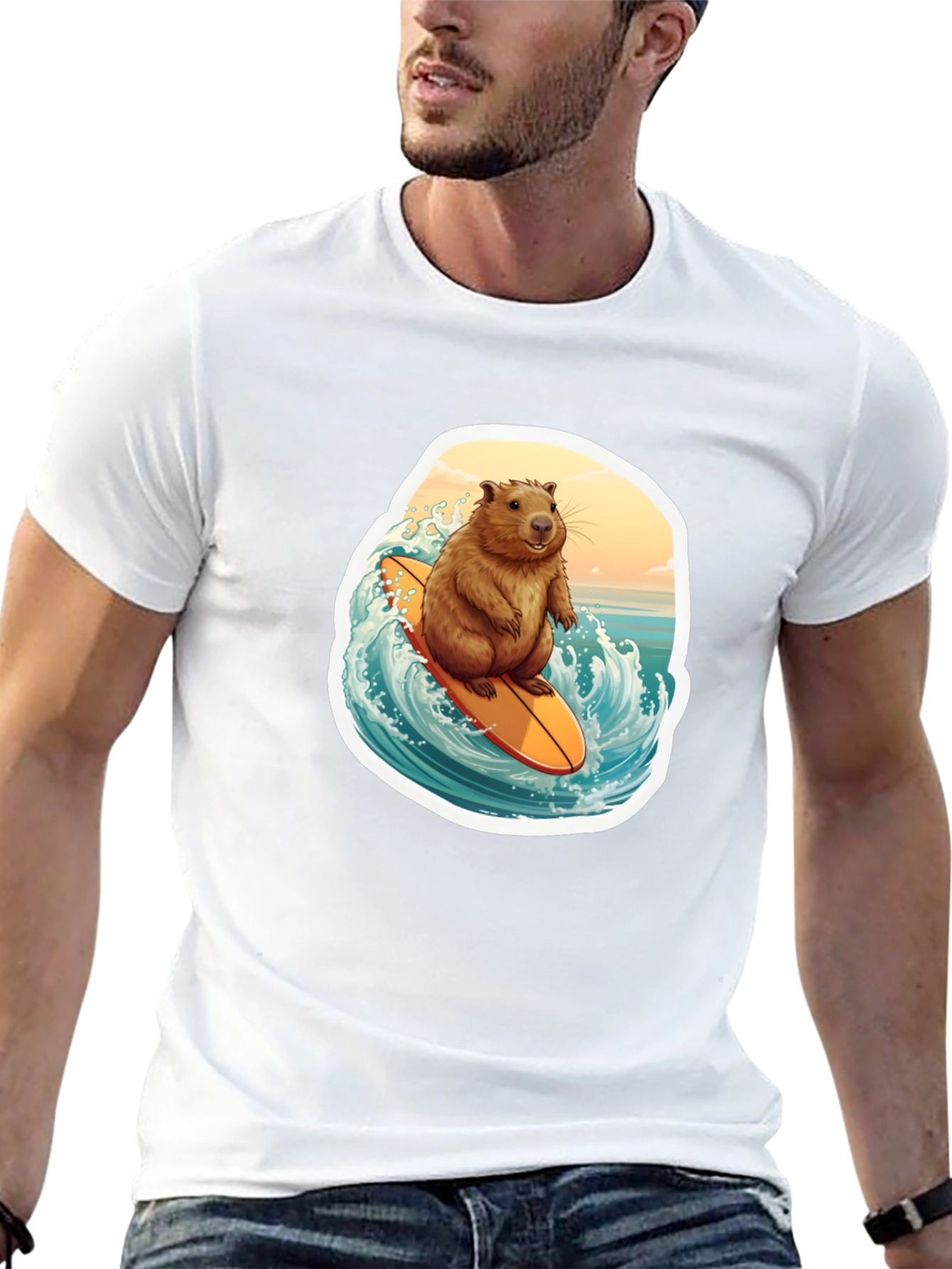 Surfing Beaver Graphic Tee