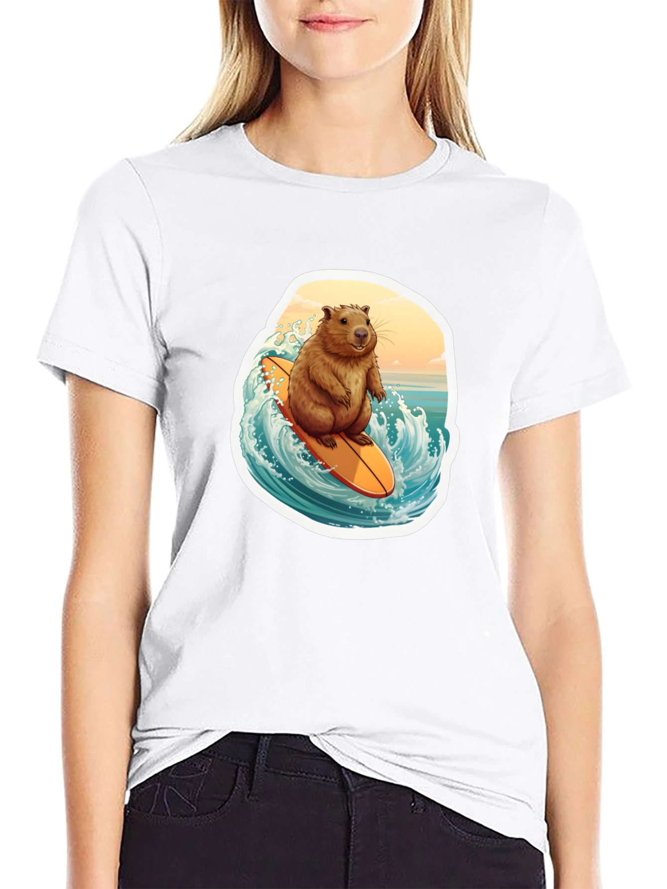 Surfing Beaver Graphic Tee