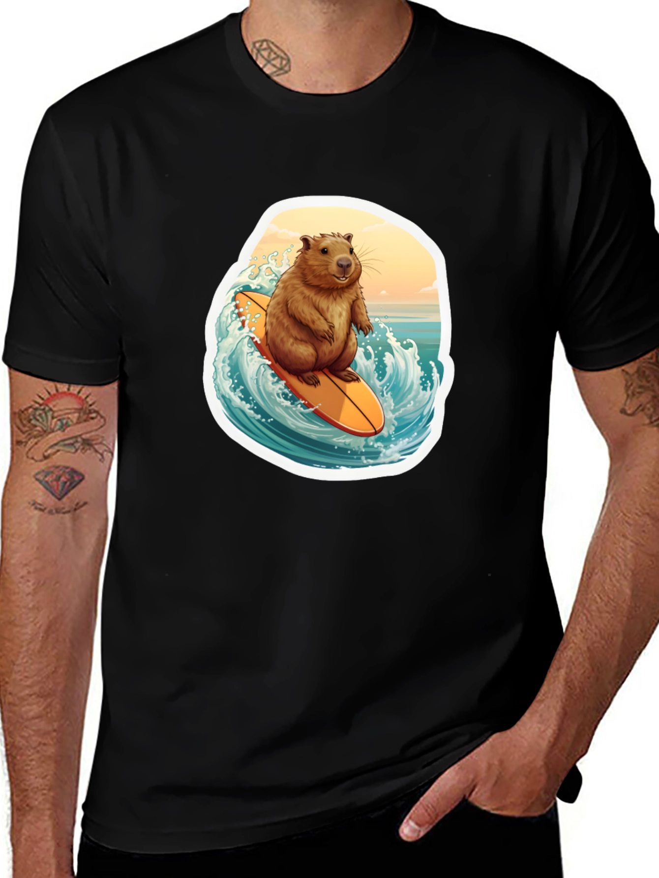 Surfing Beaver Graphic Tee