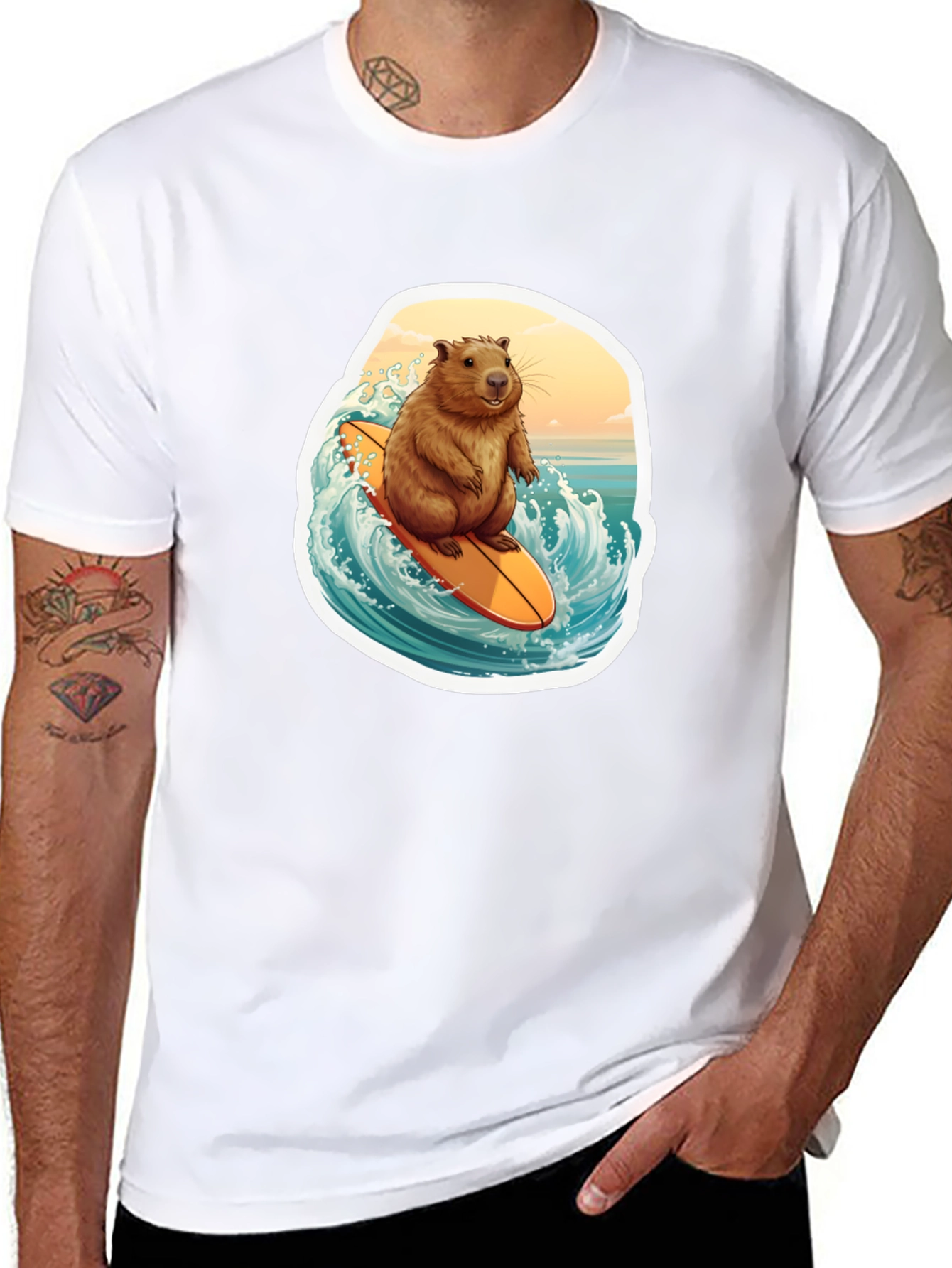Surfing Beaver Graphic Tee