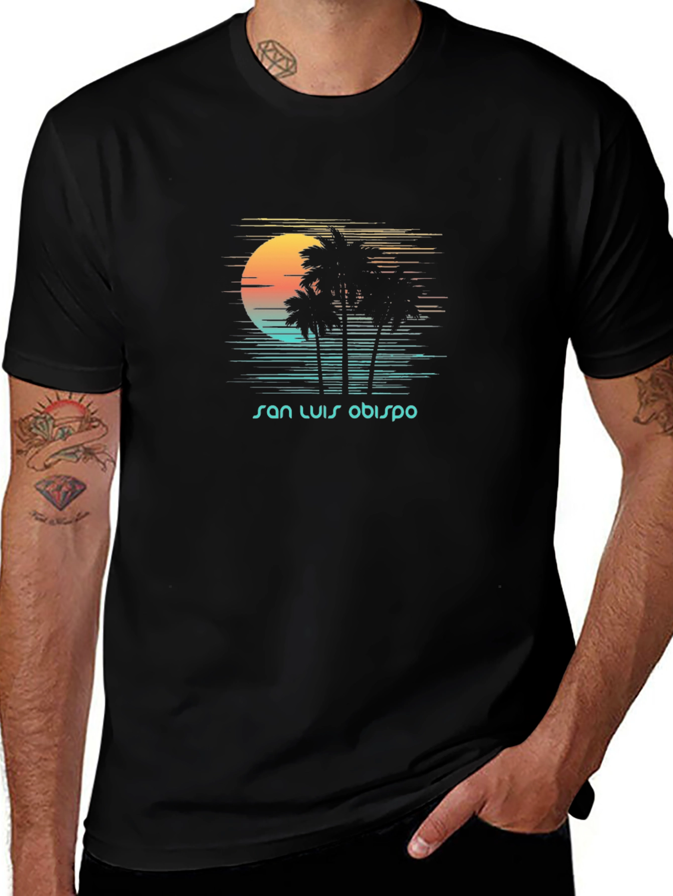 San Luis Obispo Palm Tree Sunset Graphic Tee