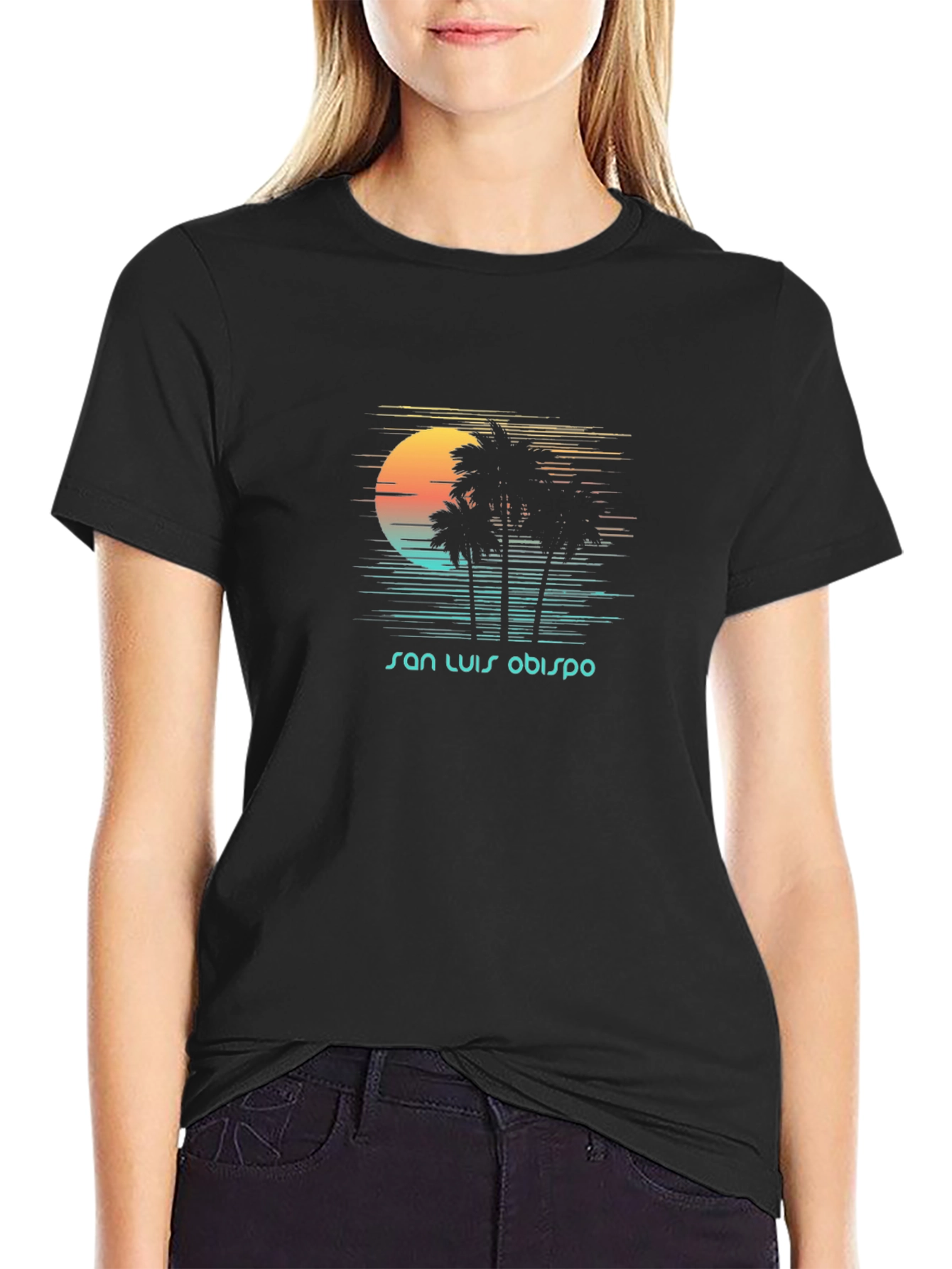 San Luis Obispo Palm Tree Sunset Graphic Tee