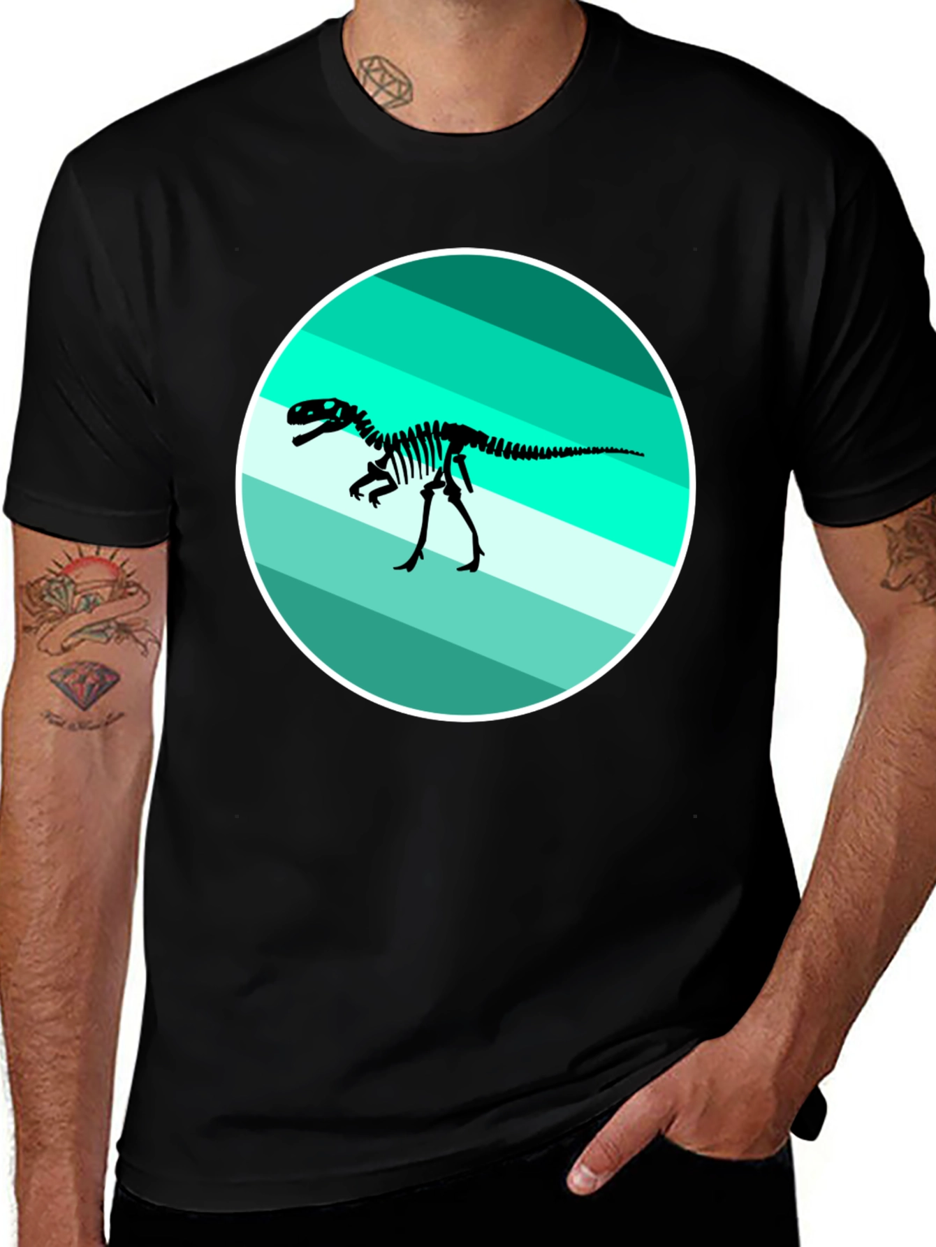 Dino Skeleton Graphic Tee - Retro Style