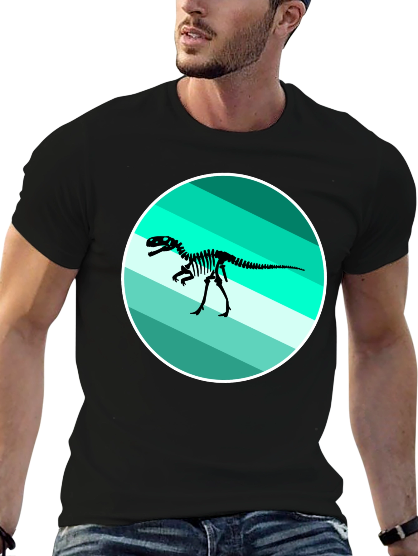 Dino Skeleton Graphic Tee - Retro Style
