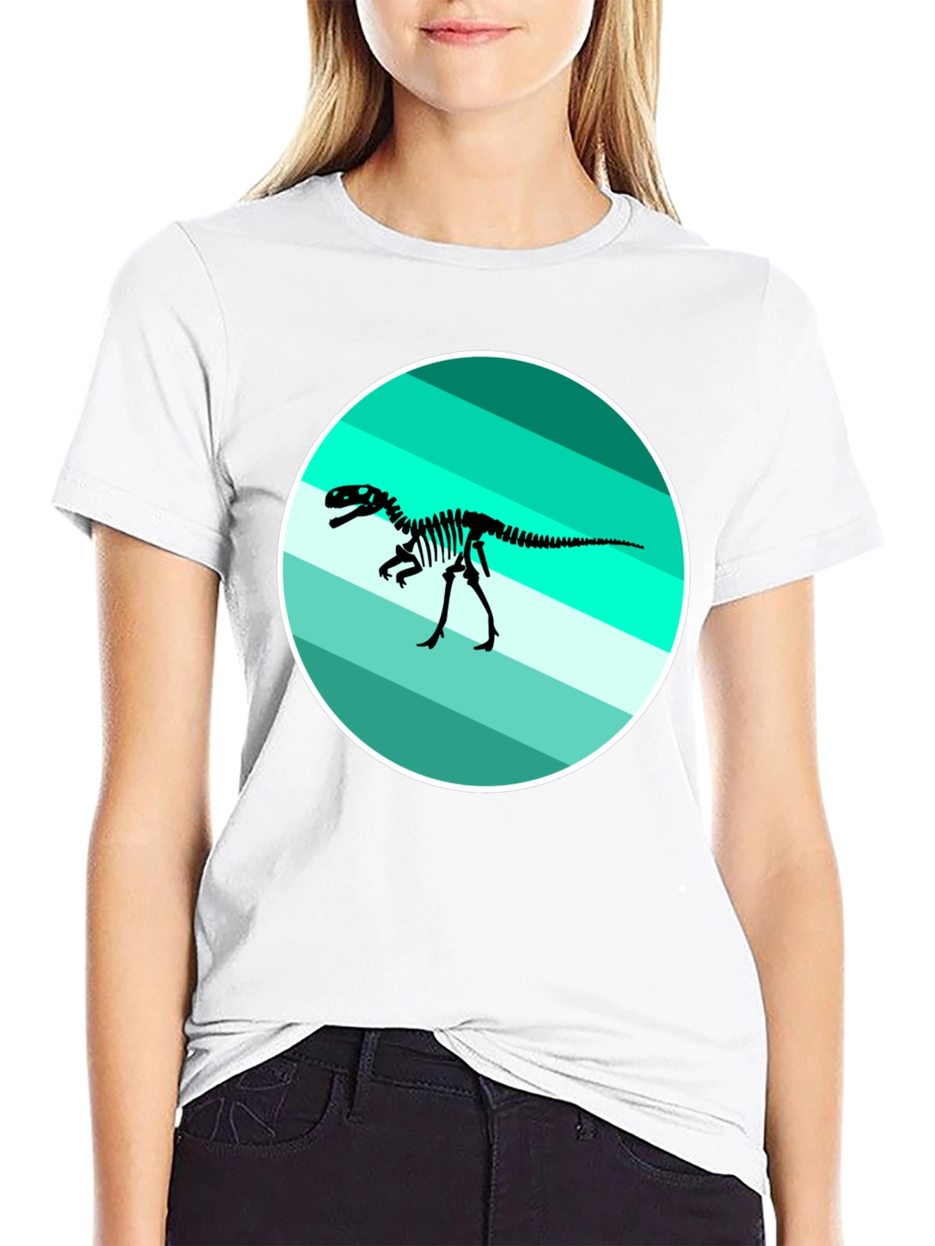 Dino Skeleton Graphic Tee - Retro Style