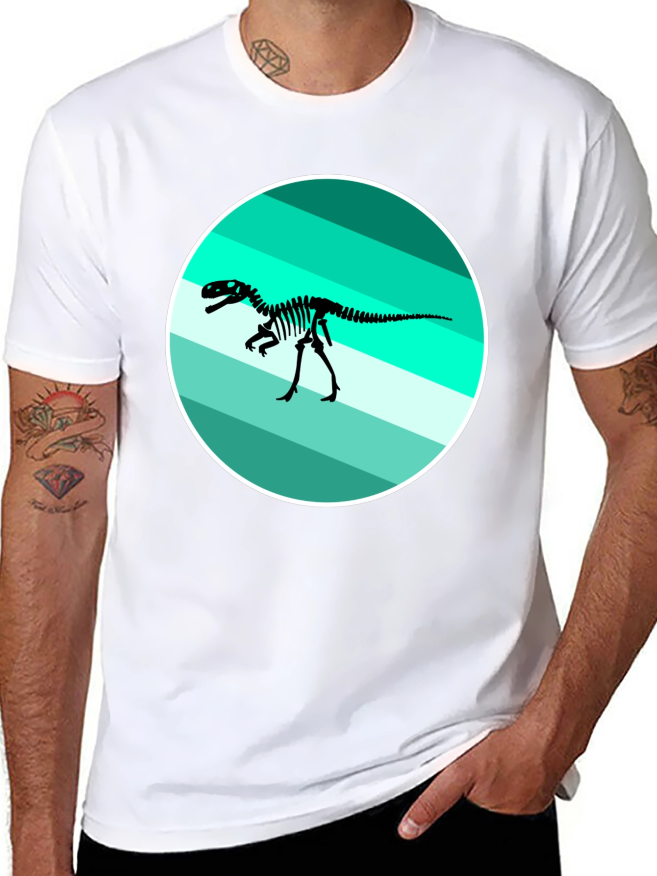 Dino Skeleton Graphic Tee - Retro Style