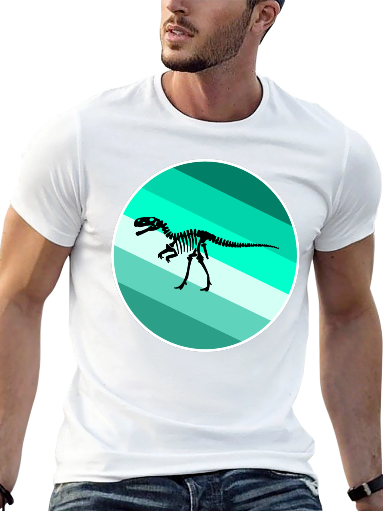 Dino Skeleton Graphic Tee - Retro Style