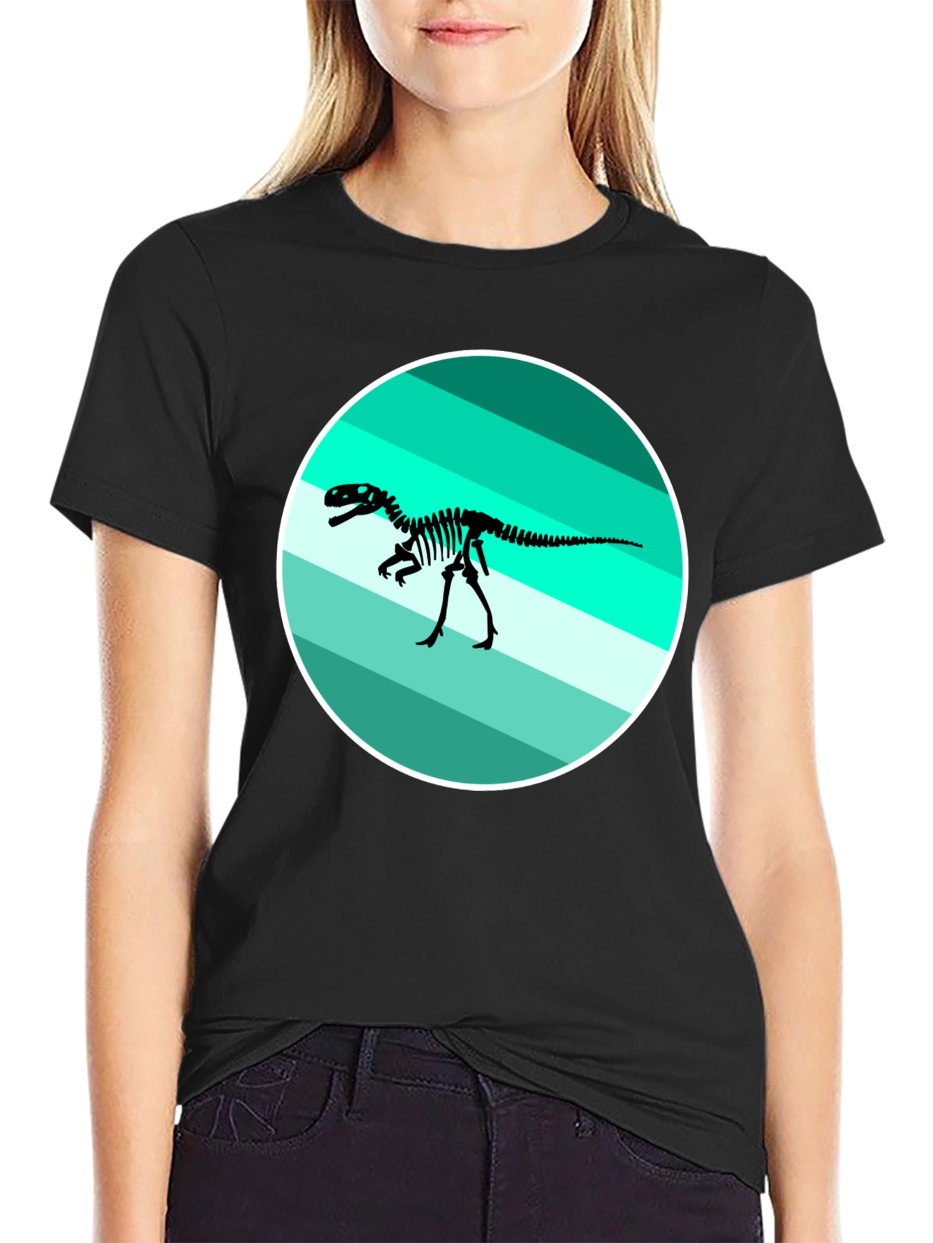 Dino Skeleton Graphic Tee - Retro Style