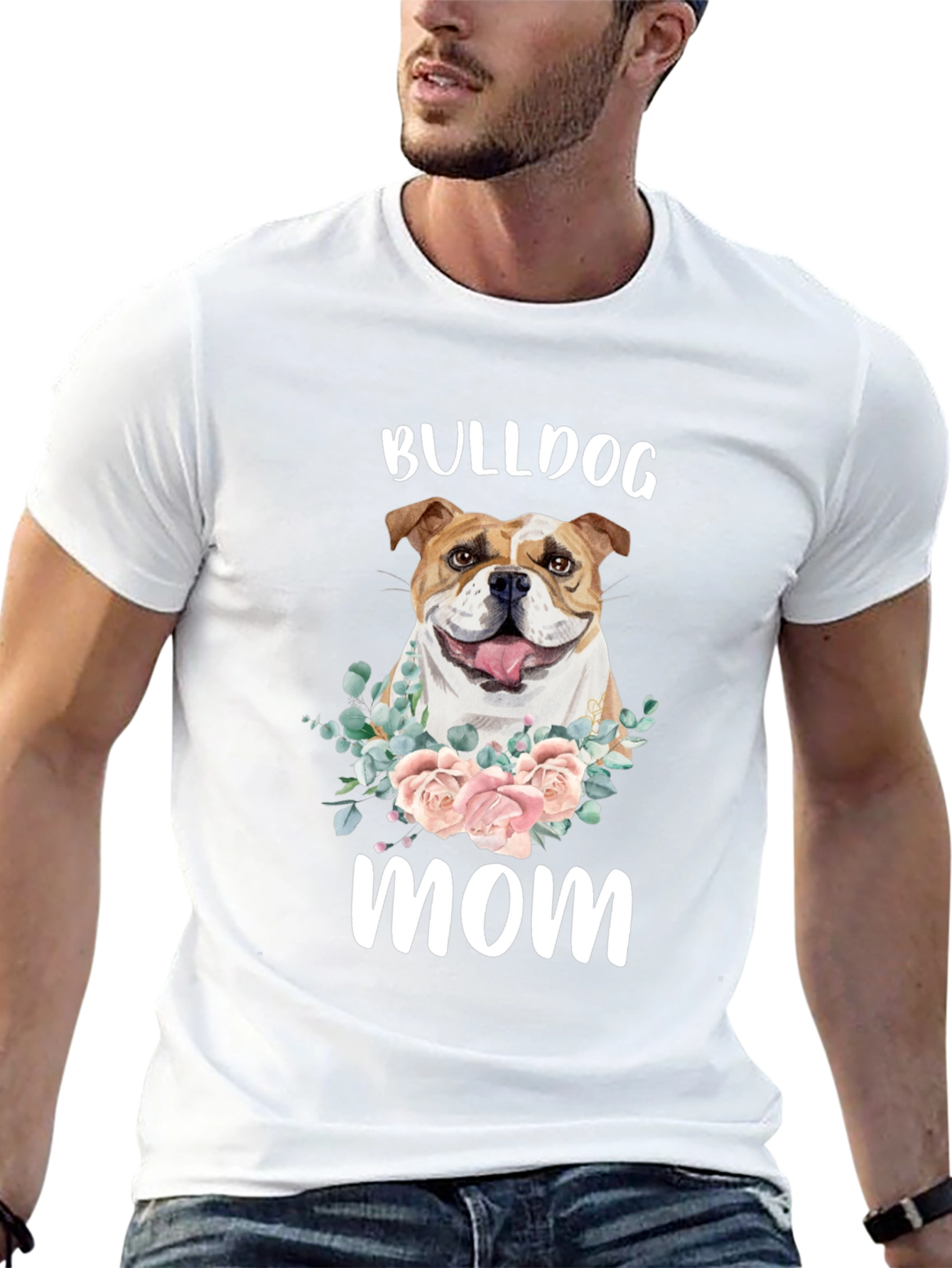 Bulldog Mom T-Shirt - Floral Dog Lover Tee