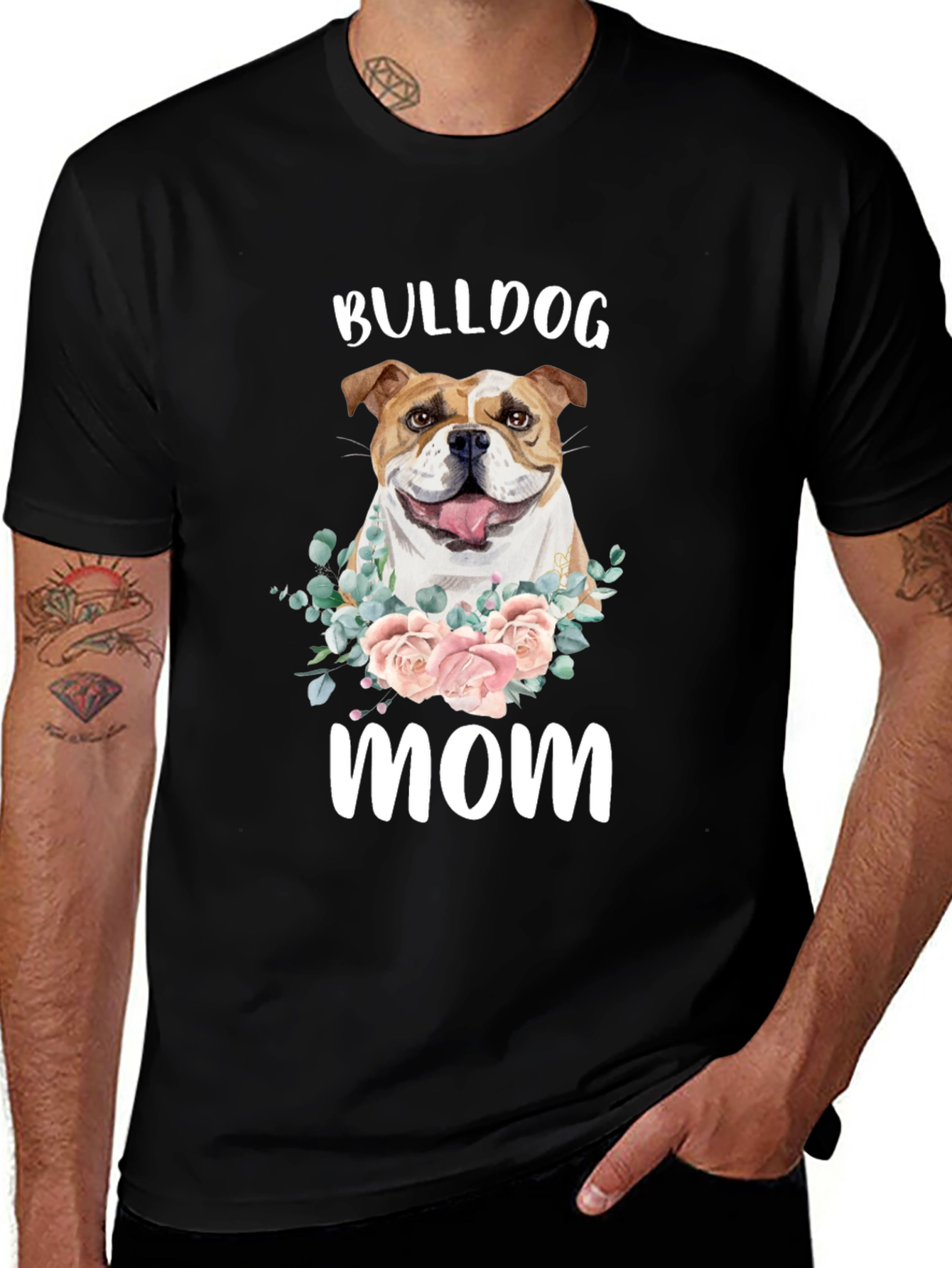 Bulldog Mom T-Shirt - Floral Dog Lover Tee