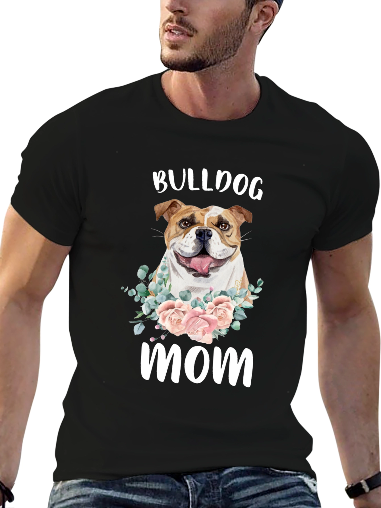 Bulldog Mom T-Shirt - Floral Dog Lover Tee
