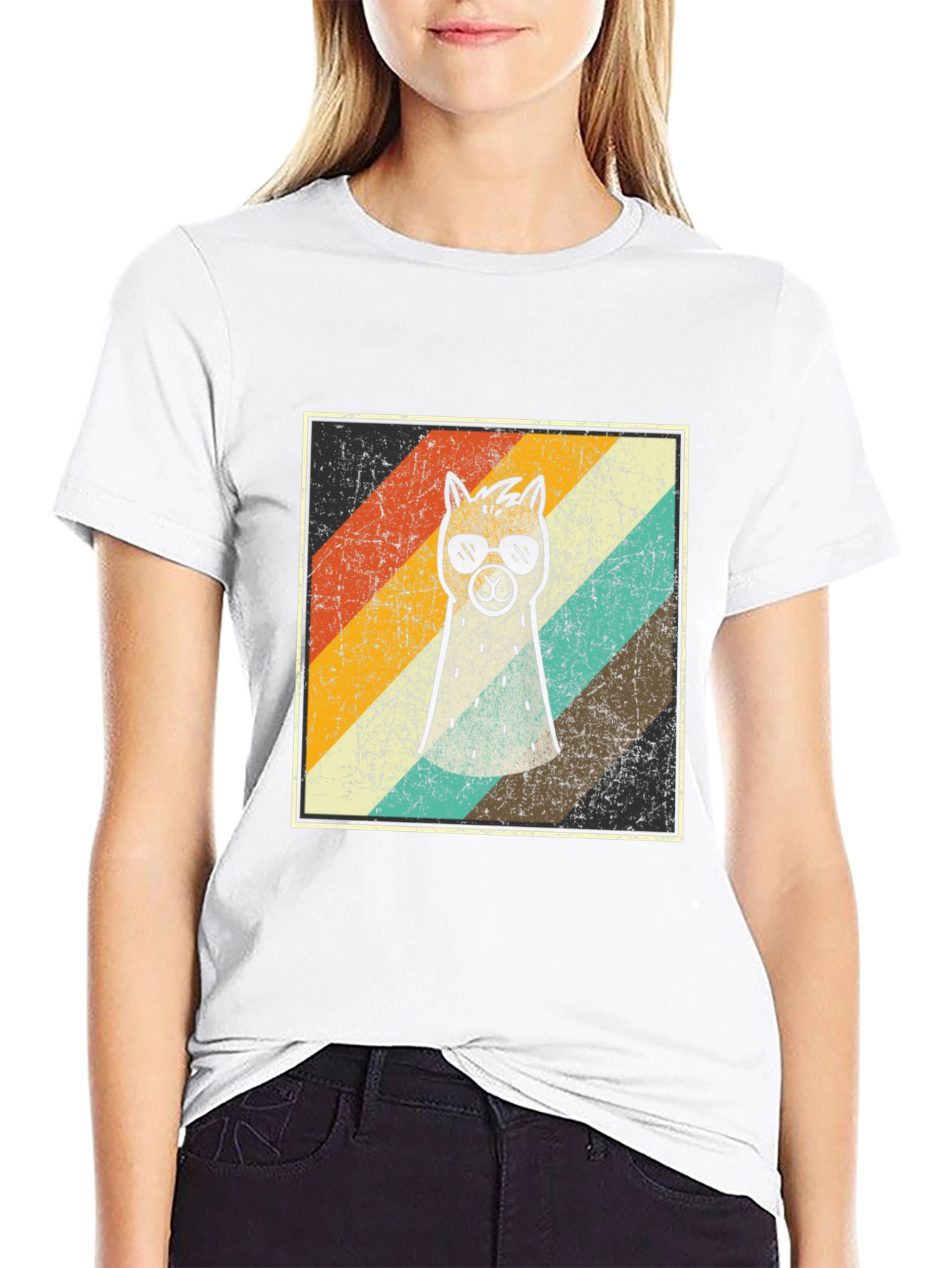Retro Cool Llama Graphic T-Shirt