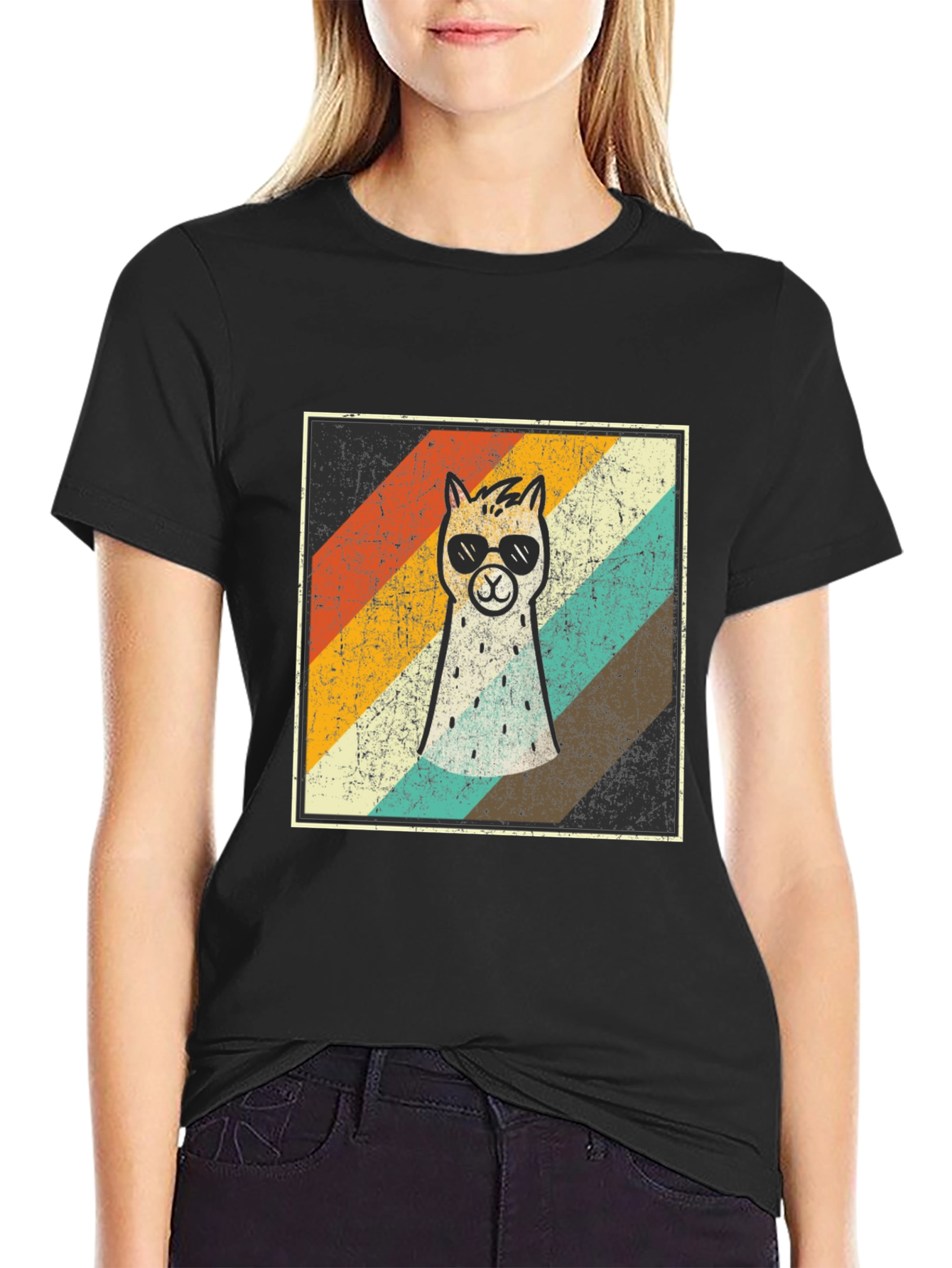 Retro Cool Llama Graphic T-Shirt