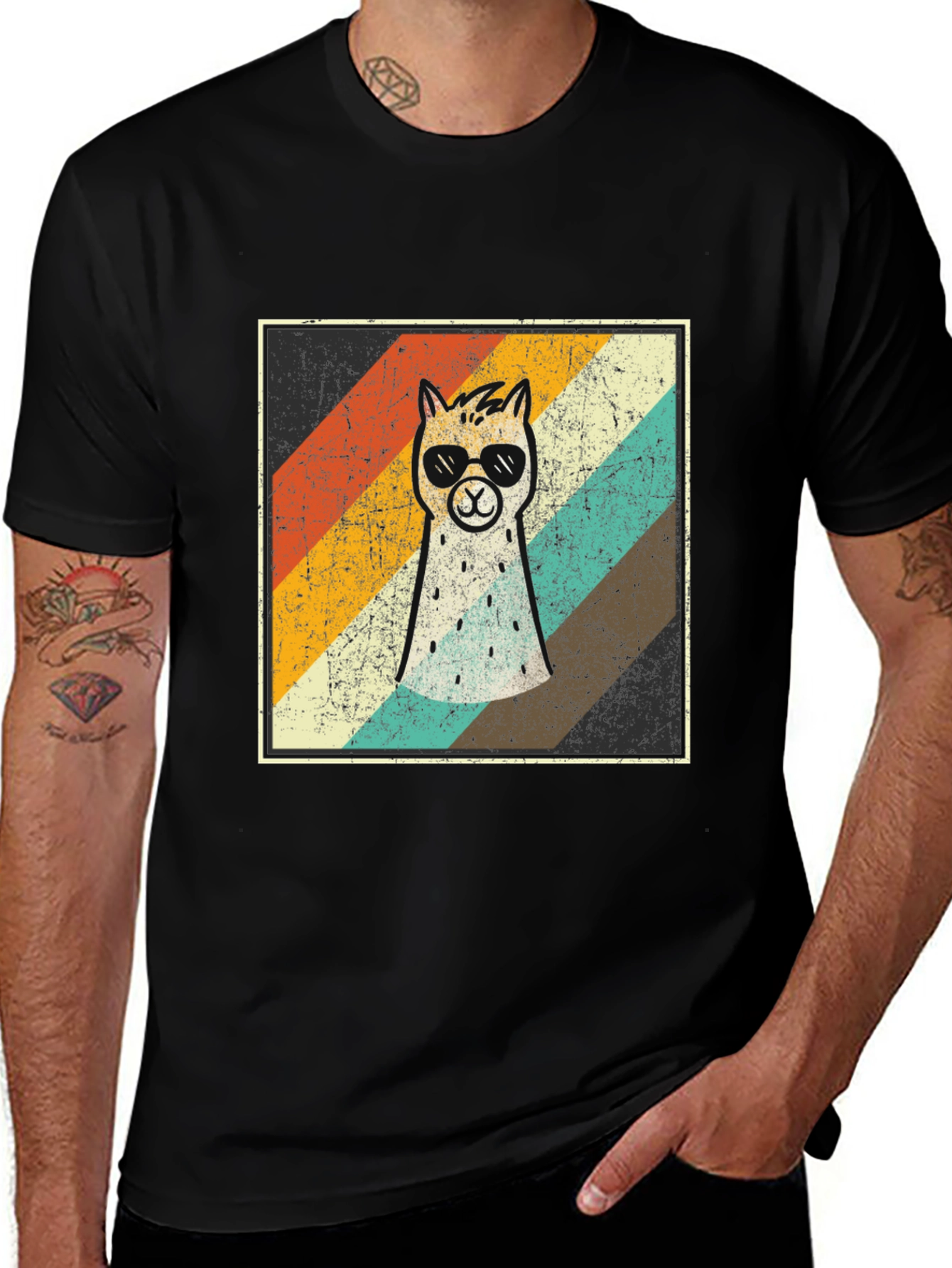 Retro Cool Llama Graphic T-Shirt