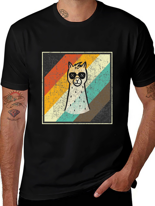 Retro Cool Llama Graphic T-Shirt