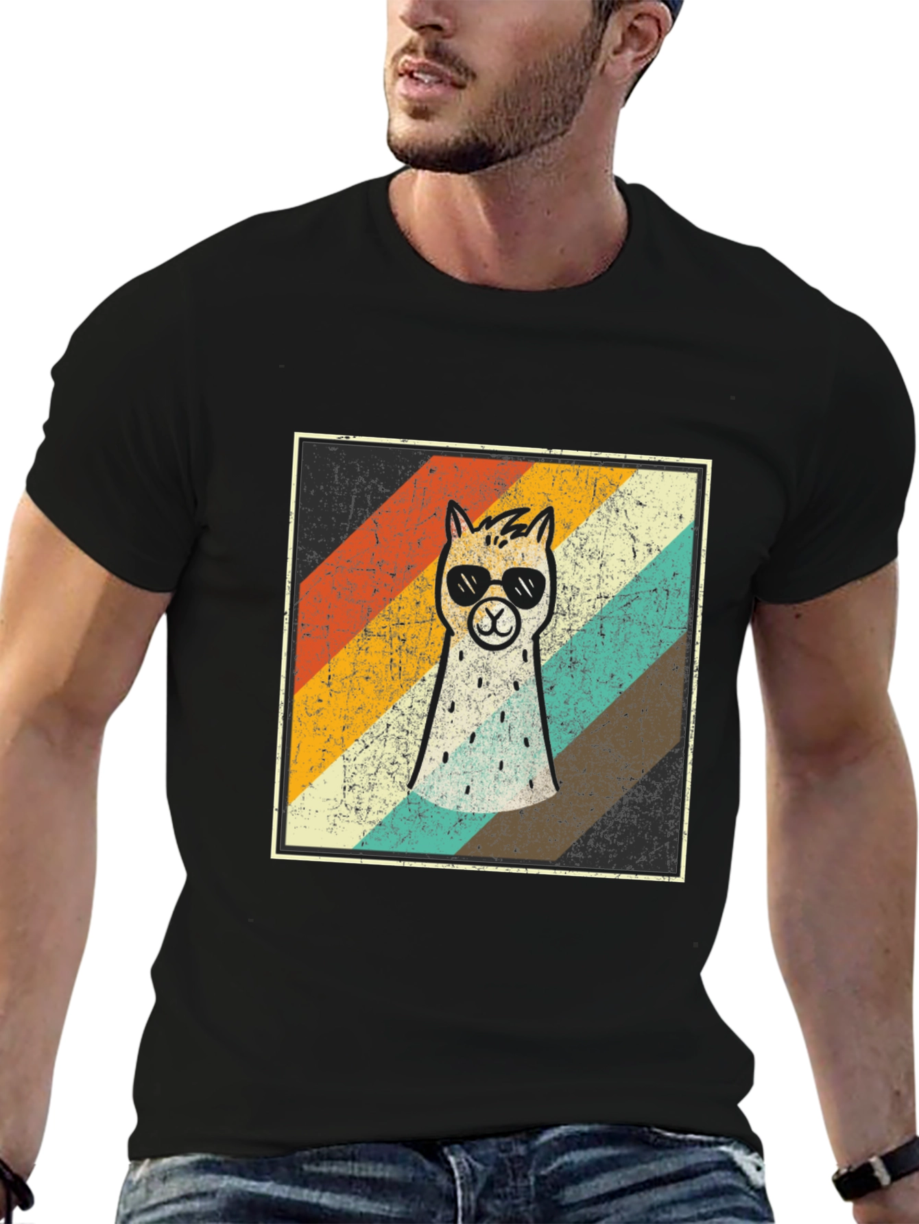 Retro Cool Llama Graphic T-Shirt