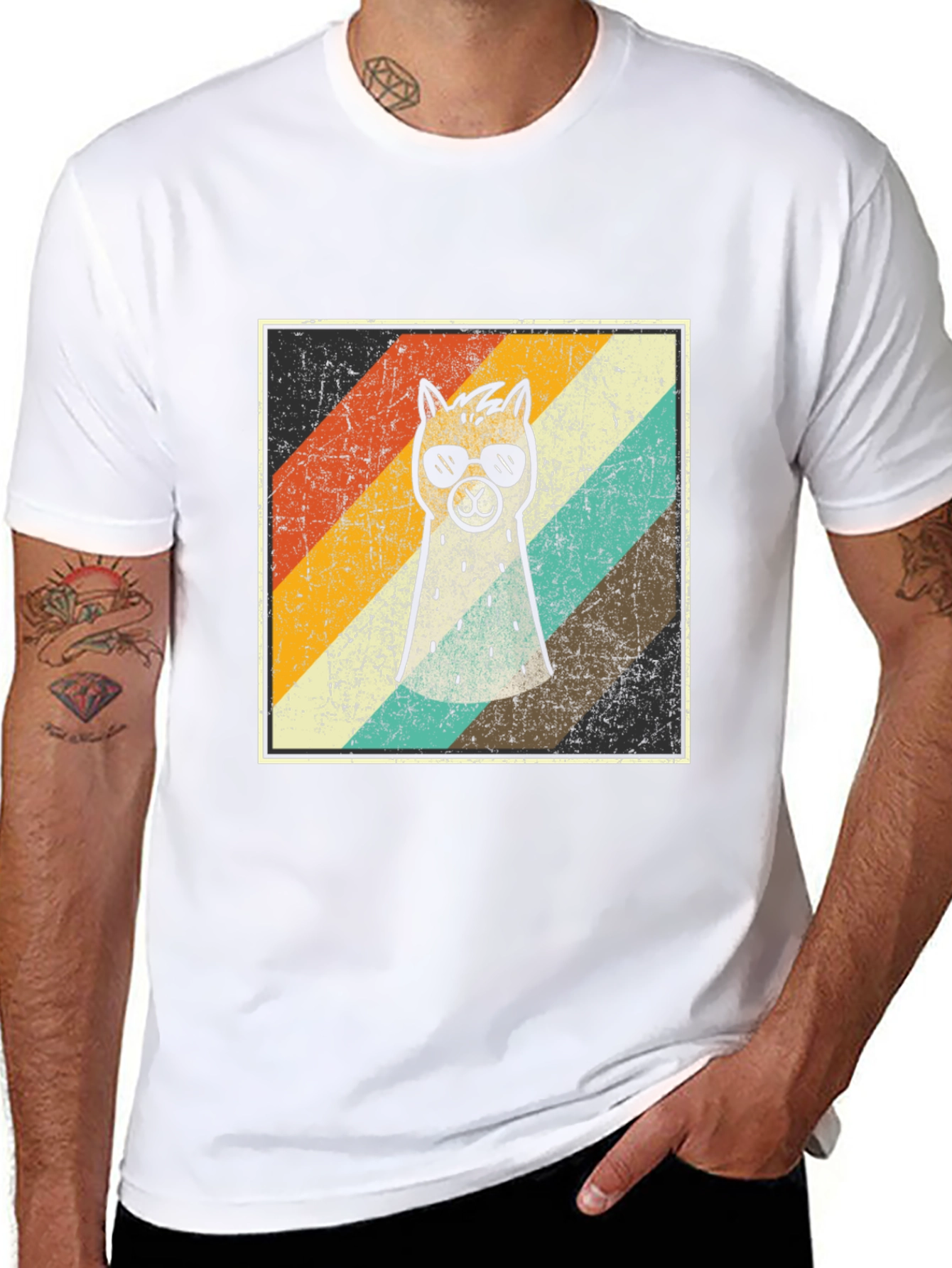 Retro Cool Llama Graphic T-Shirt