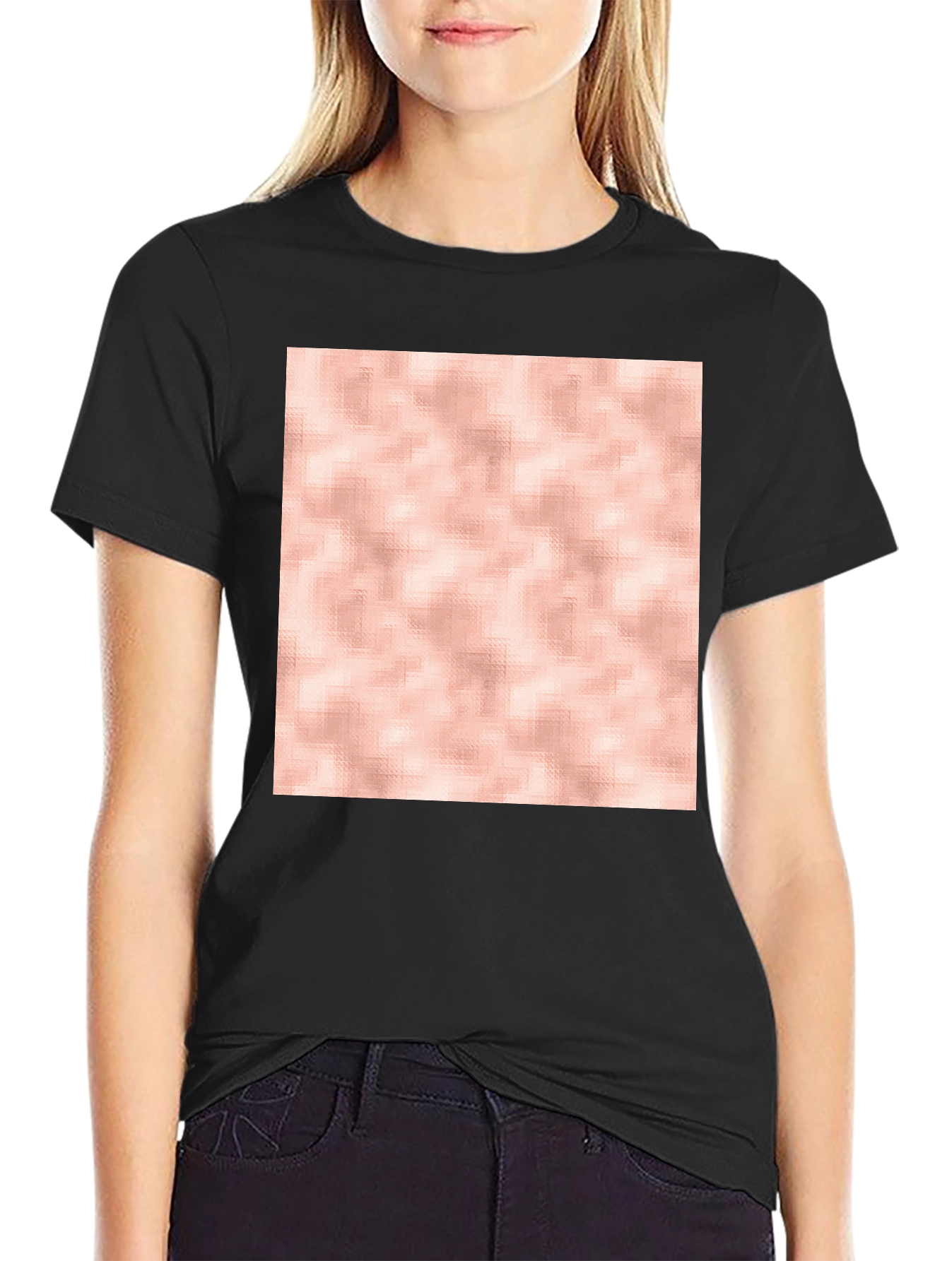 Stylish Black T-Shirt with Abstract Rose Gold Design
