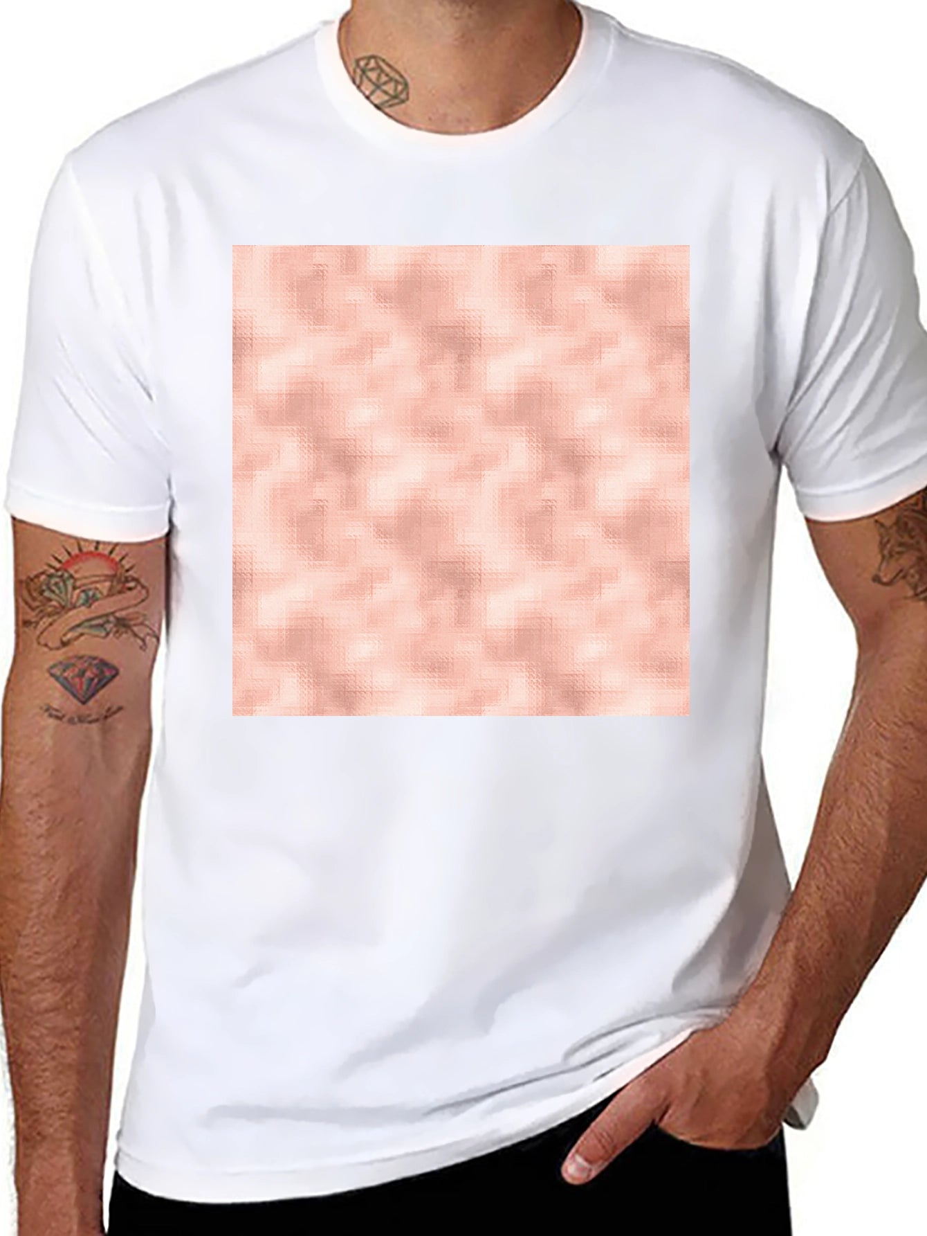 Stylish Black T-Shirt with Abstract Rose Gold Design