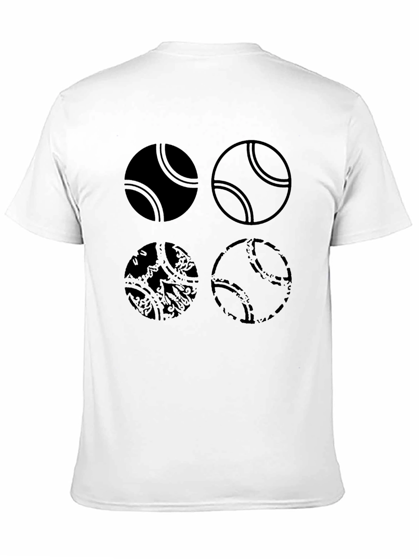 Tennis Ball Graphic Tee - Black Cotton T-Shirt