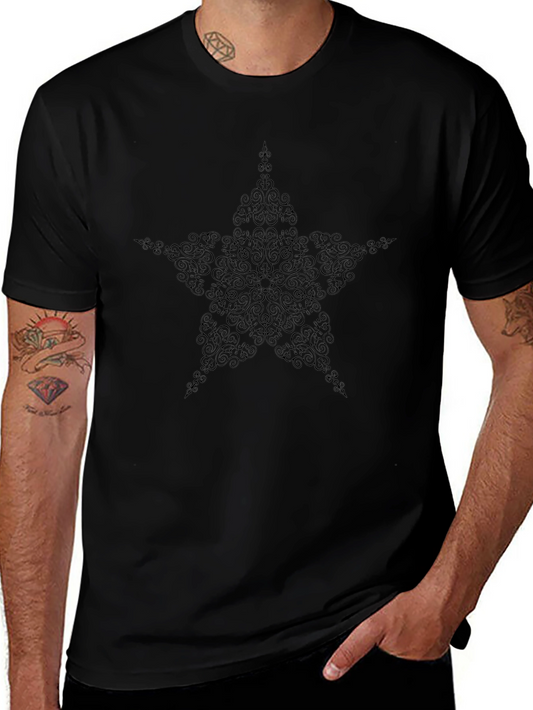 Stylish Black Star Swirl Graphic Tee