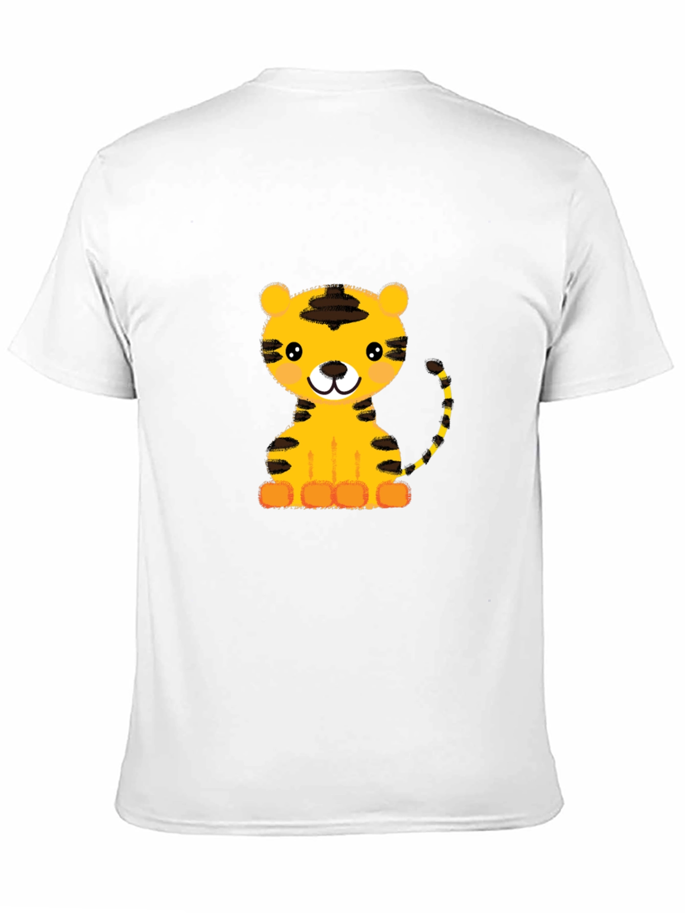 Cute Cartoon Tiger Graphic Black T-Shirt