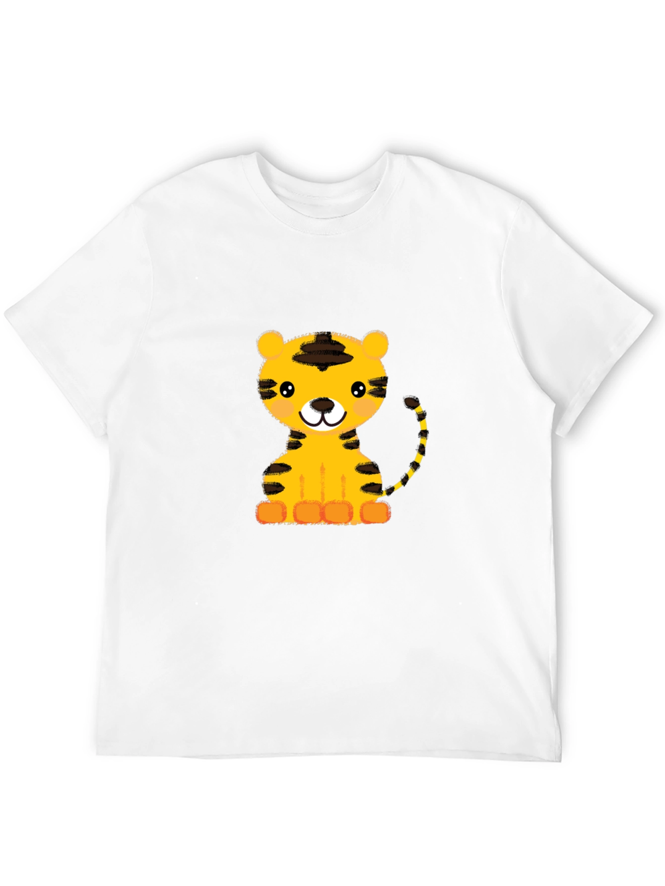 Cute Cartoon Tiger Graphic Black T-Shirt