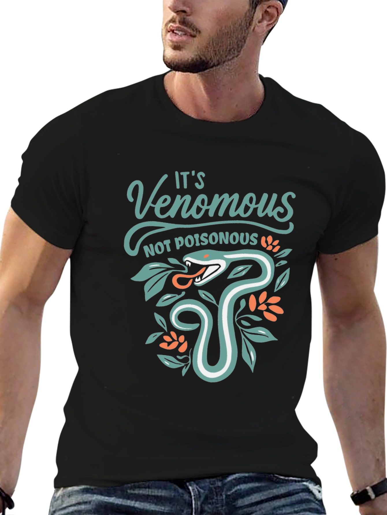 Venomous Snake Graphic Tee - Black