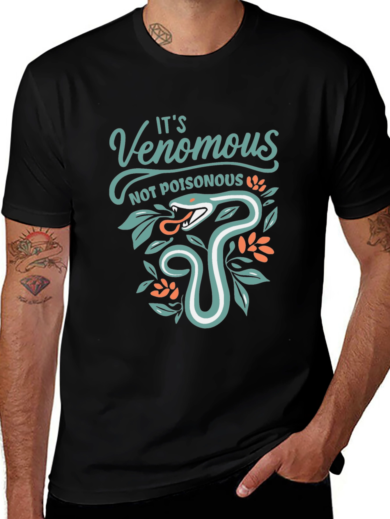 Venomous Snake Graphic Tee - Black
