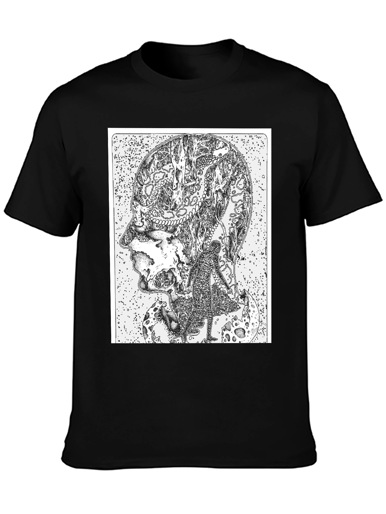Abstract Head Black T-Shirt - Unique Graphic Tee