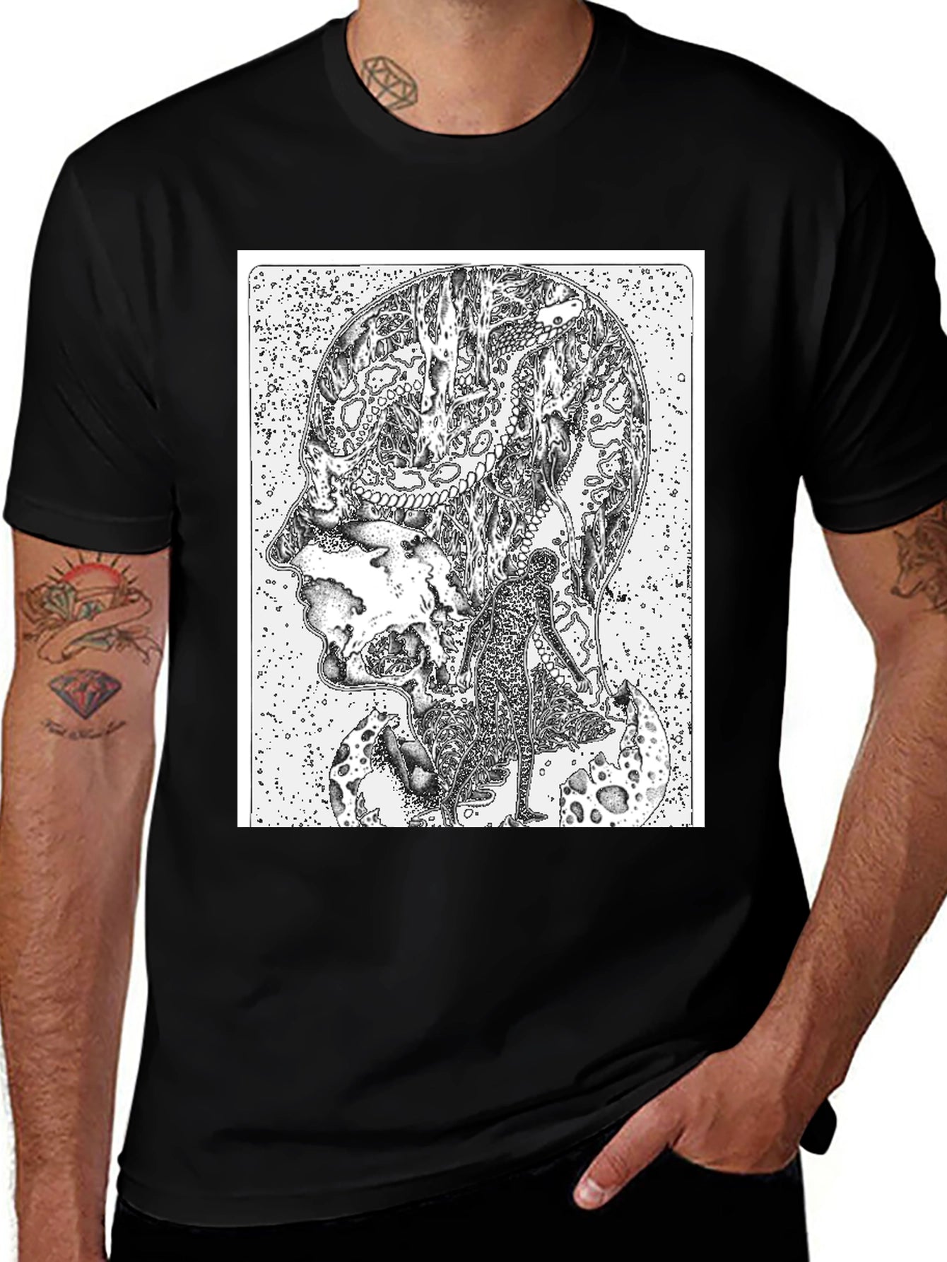 Abstract Head Black T-Shirt - Unique Graphic Tee