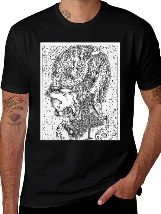 Abstract Head Black T-Shirt - Unique Graphic Tee