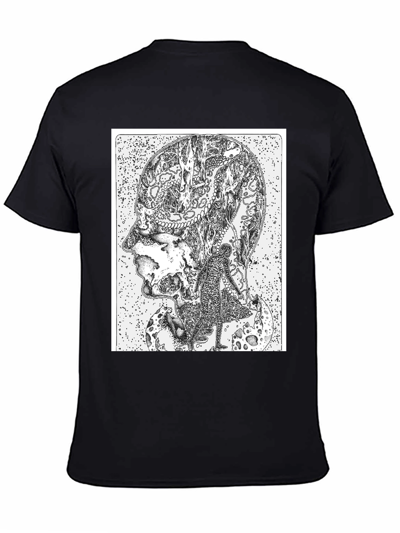 Abstract Head Black T-Shirt - Unique Graphic Tee