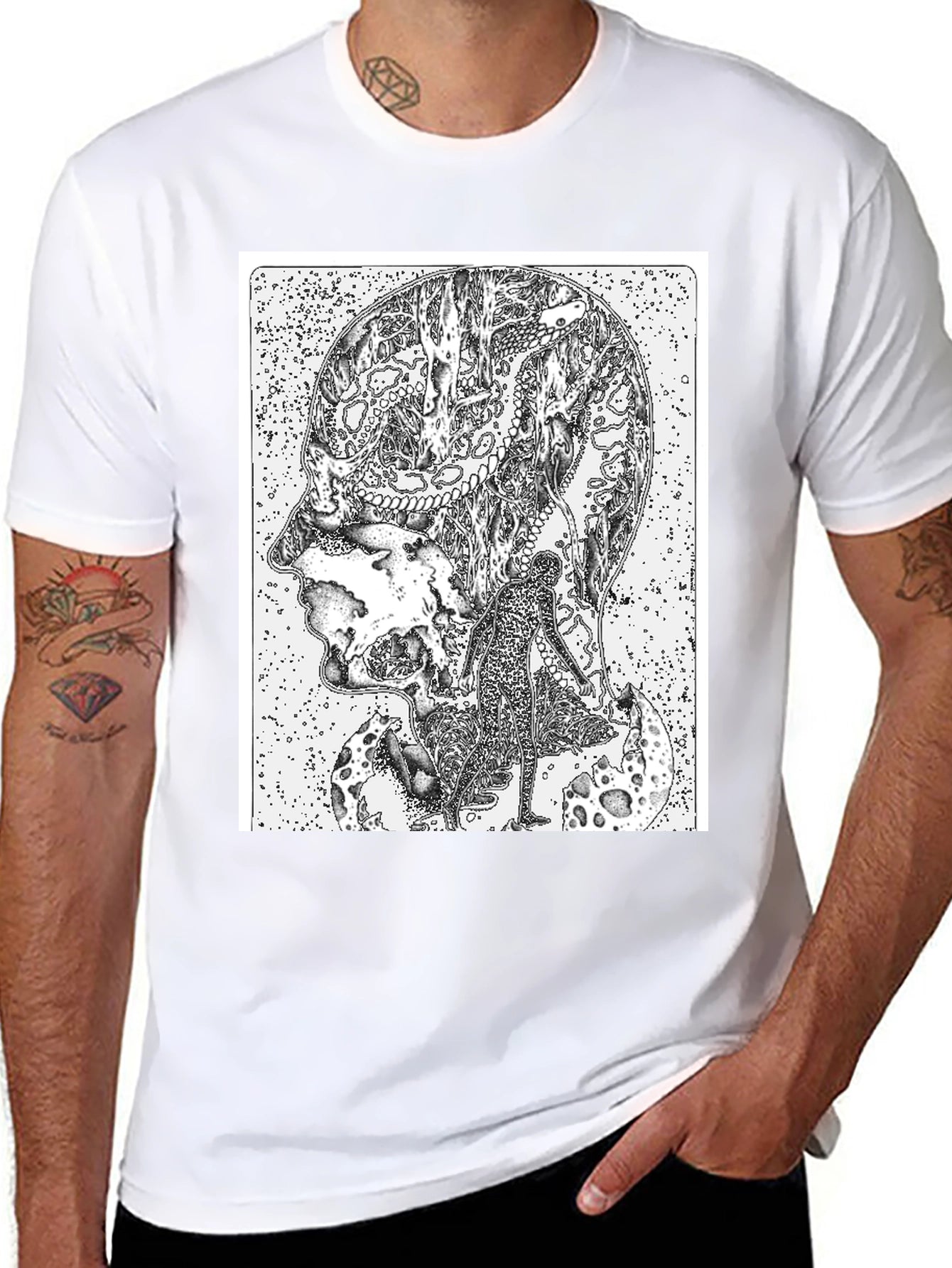 Abstract Head Black T-Shirt - Unique Graphic Tee