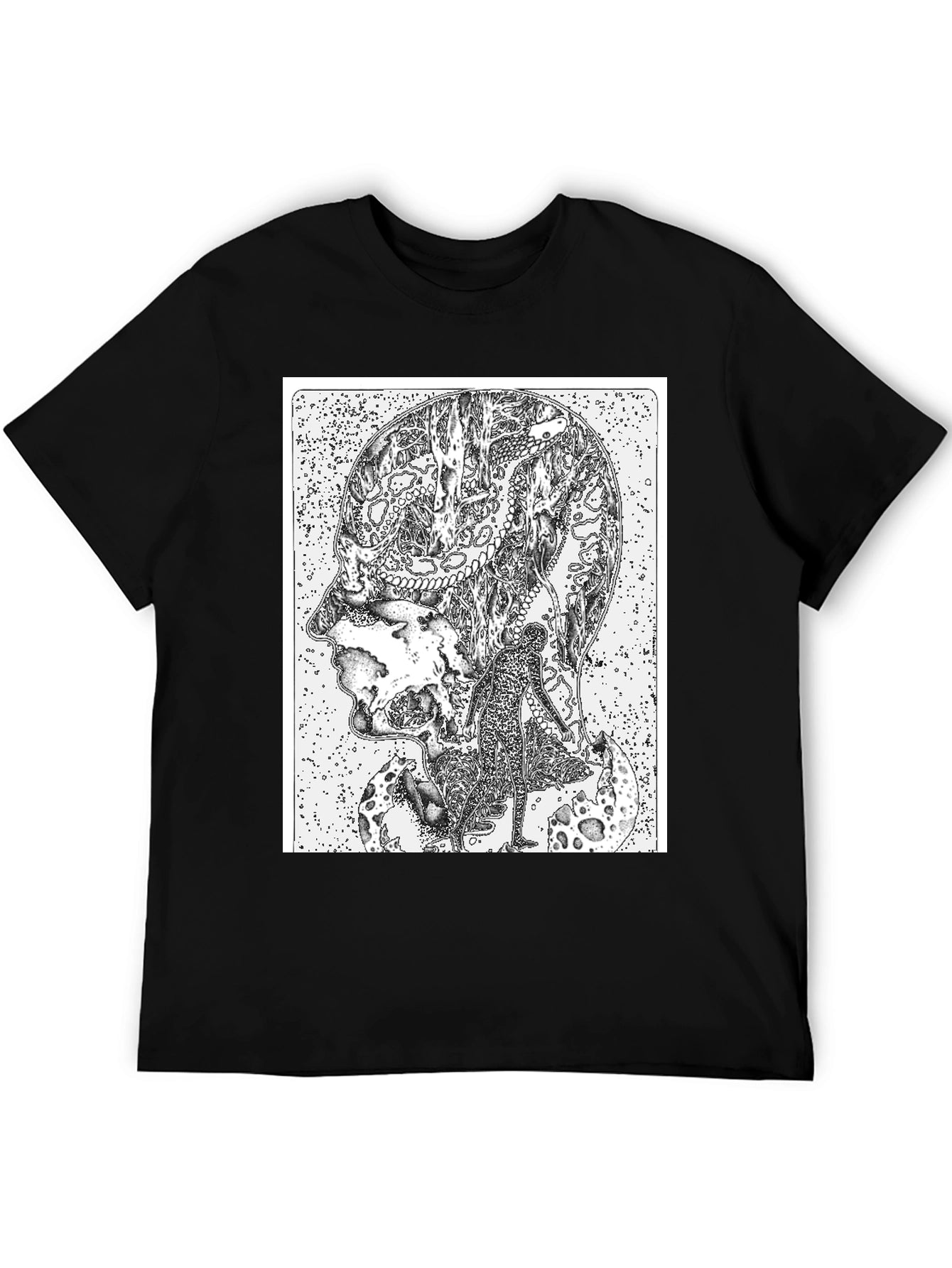 Abstract Head Black T-Shirt - Unique Graphic Tee