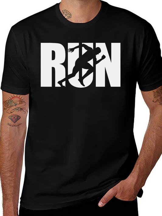 Run Graphic Tee - Black Cotton T-Shirt for Athletes